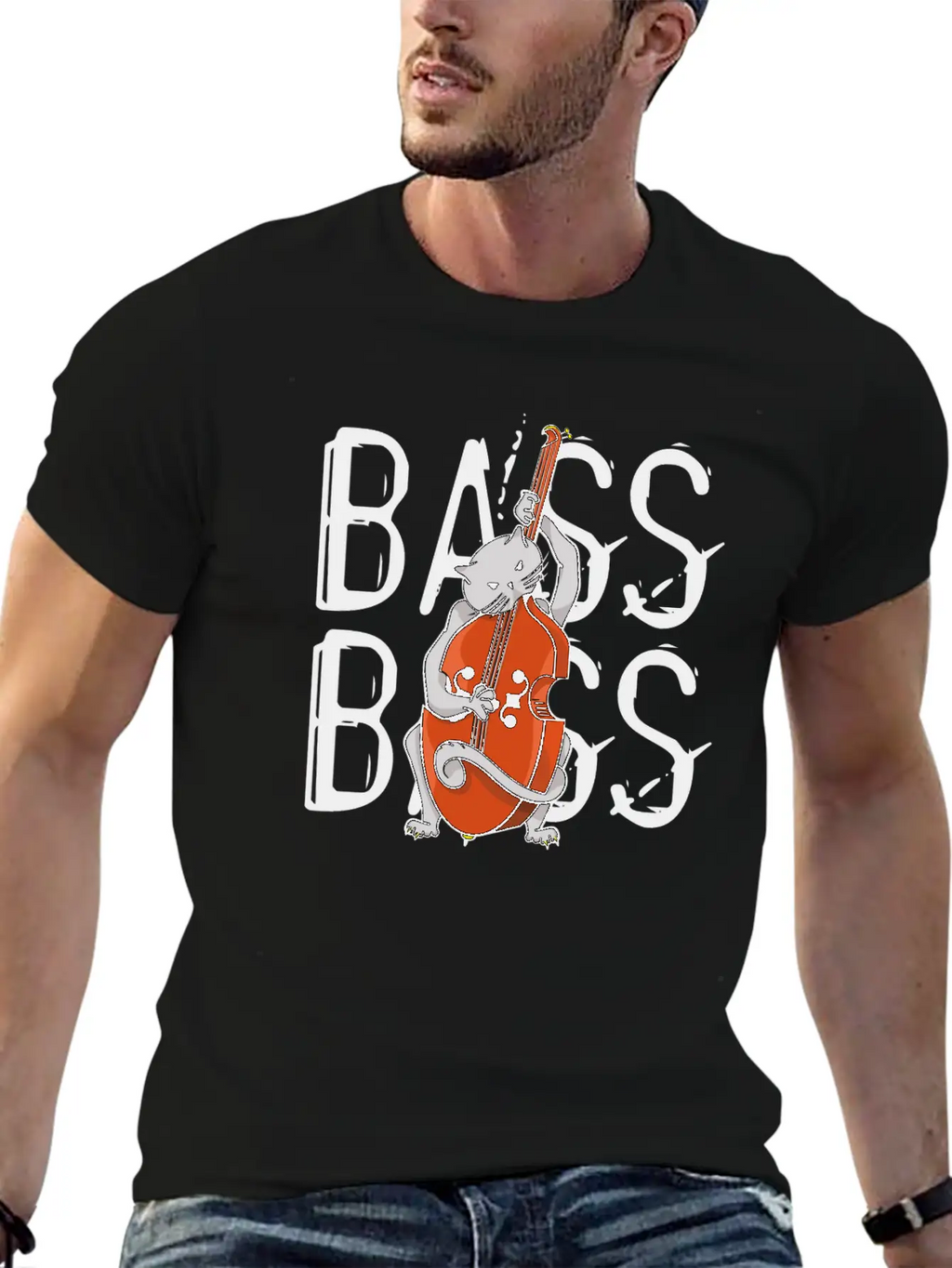 Cat Playing Bass Unisex Casual T-Shirt – Clean Design For Daily Comfort