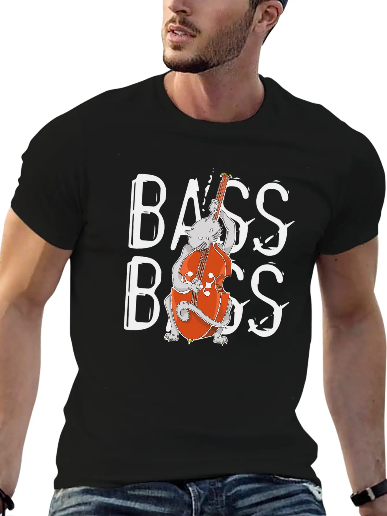 Cat Playing Bass Unisex Casual T-Shirt – Clean Design For Daily Comfort