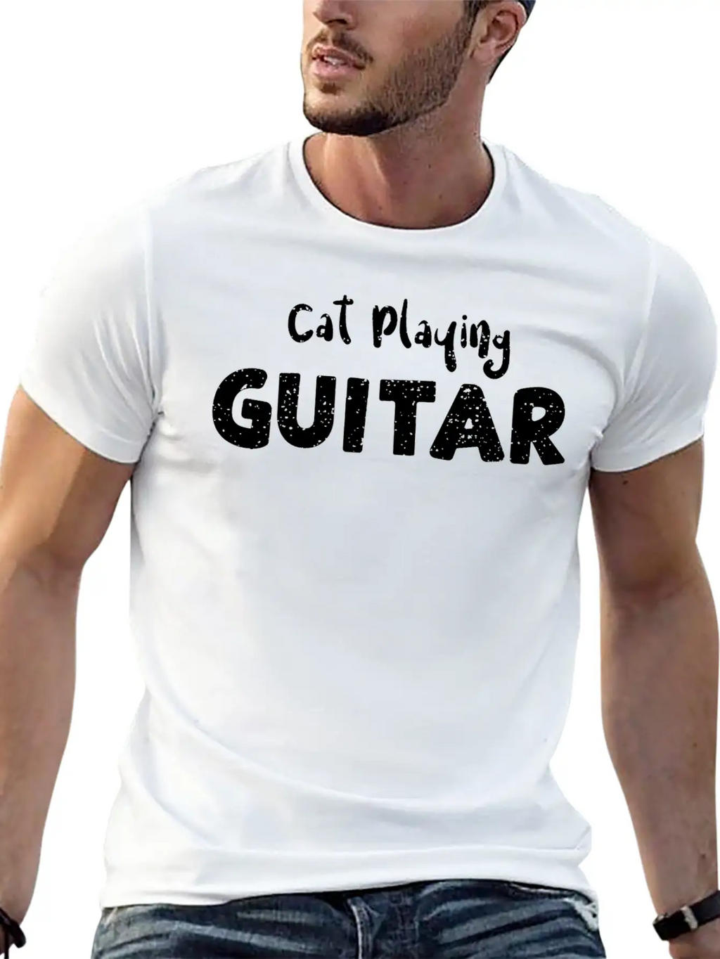 Cat Playing Guitar - Guitar Unisex Casual T-Shirt – Clean Design For Daily Comfort