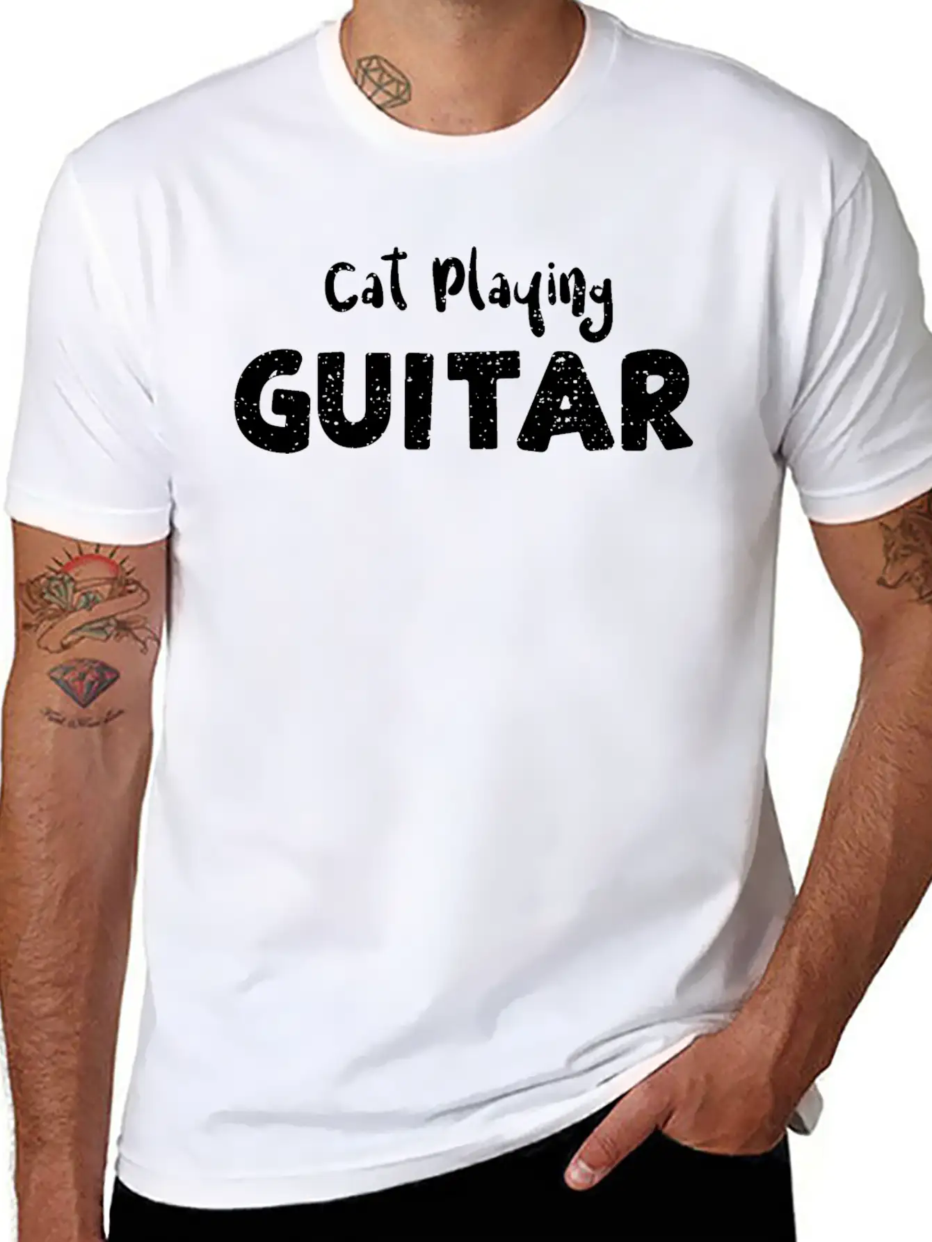 Cat Playing Guitar - Guitar Unisex Casual T-Shirt – Clean Design For Daily Comfort