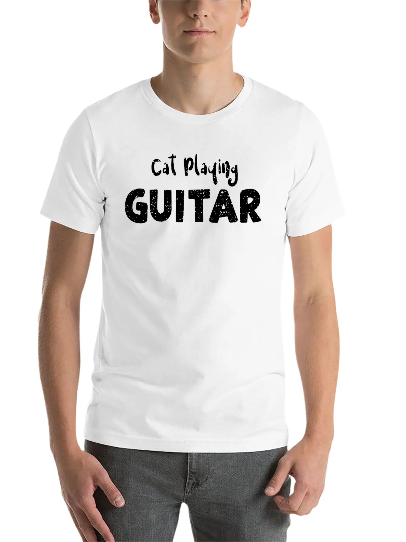 Cat Playing Guitar - Guitar Unisex Casual T-Shirt – Clean Design For Daily Comfort