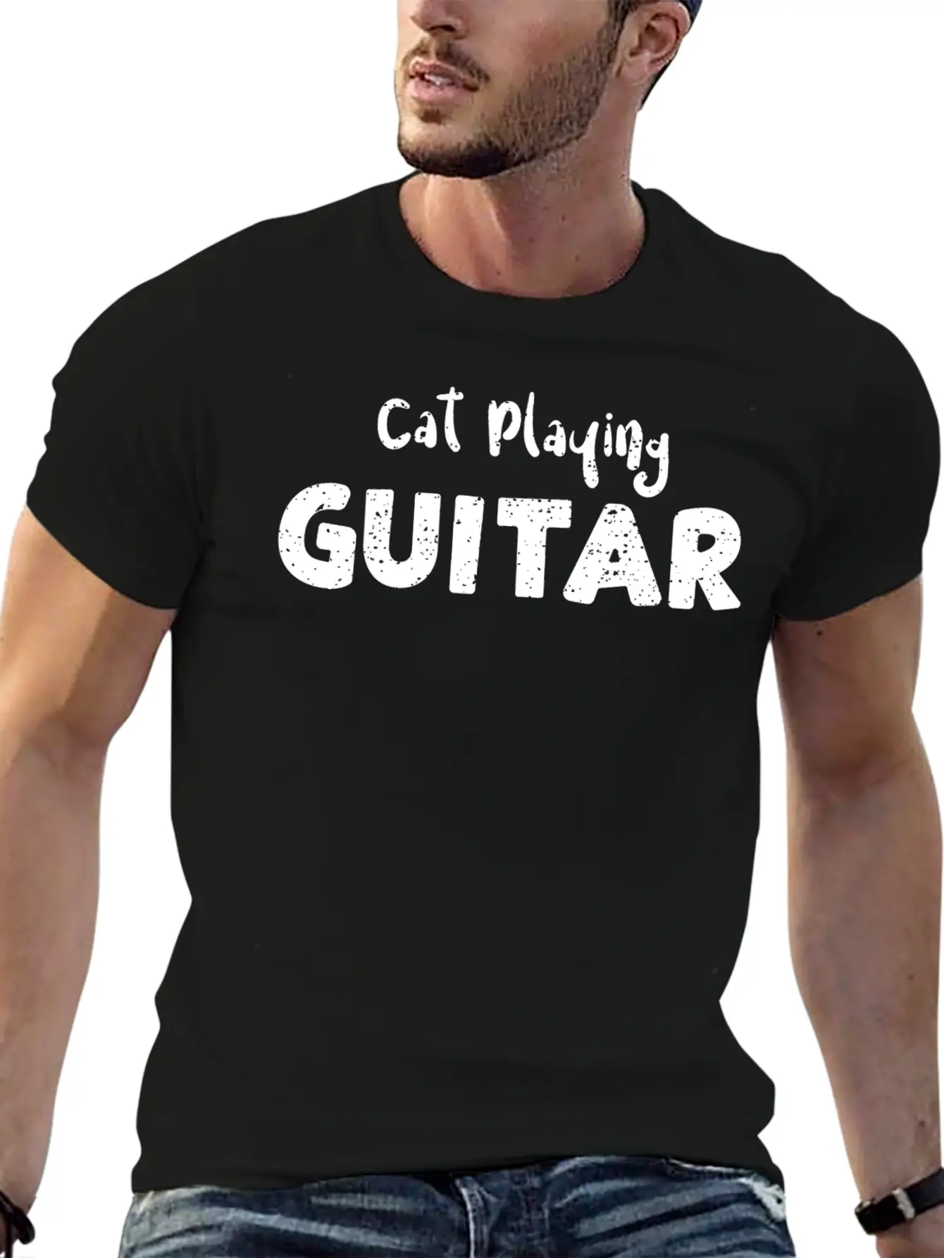 Cat Playing Guitar - Guitar Unisex Casual T-Shirt – Clean Design For Daily Comfort