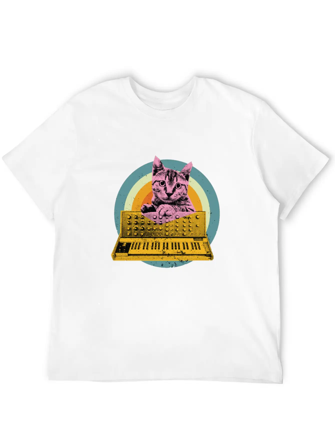 Cat Synth Keyboard Analog Drum Machine Synthesizer Unisex Casual T-Shirt – Clean Design For Daily Comfort