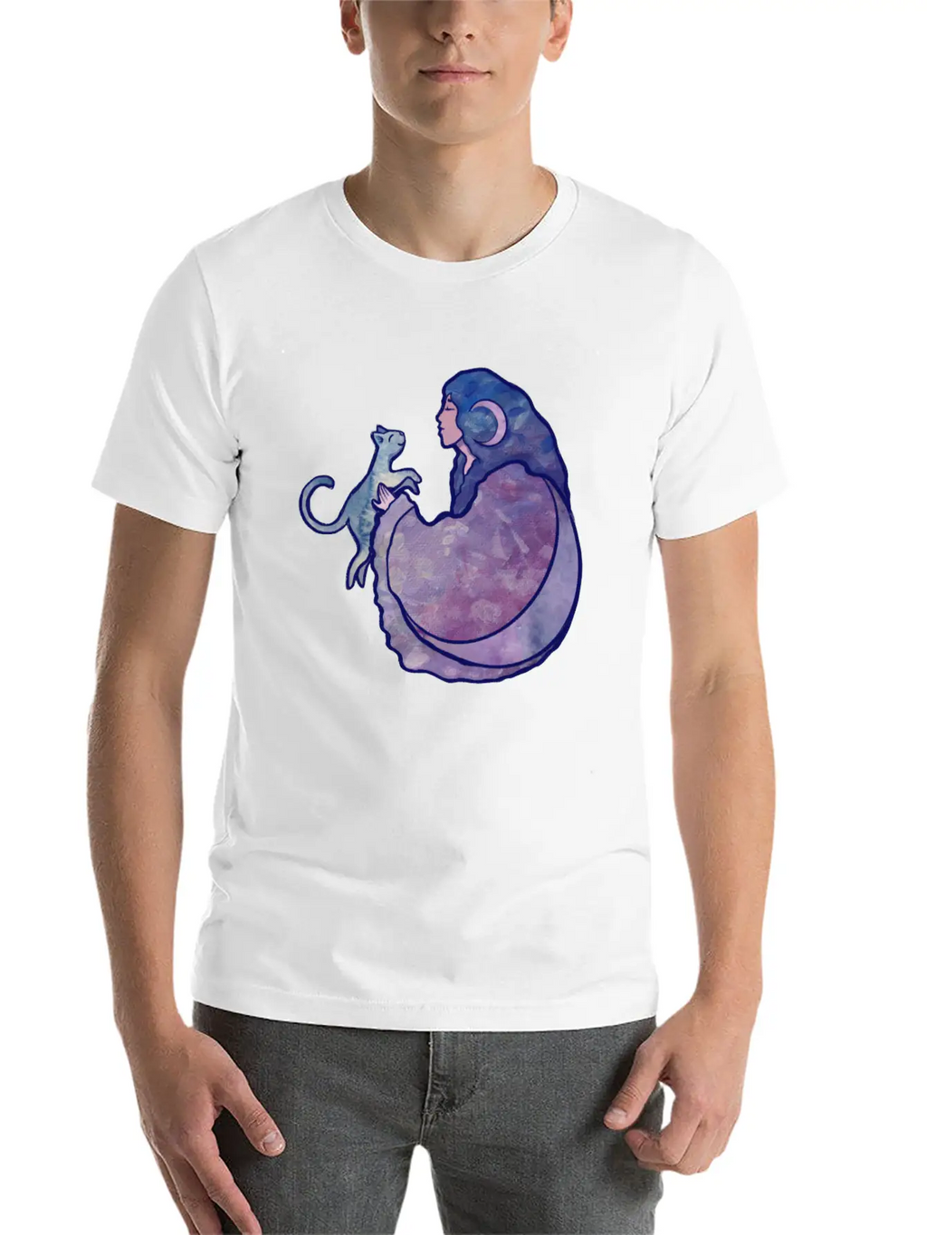 Cat Witch Painting Casual Graphic T-Shirt – Simple And Comfortable Daily Wear