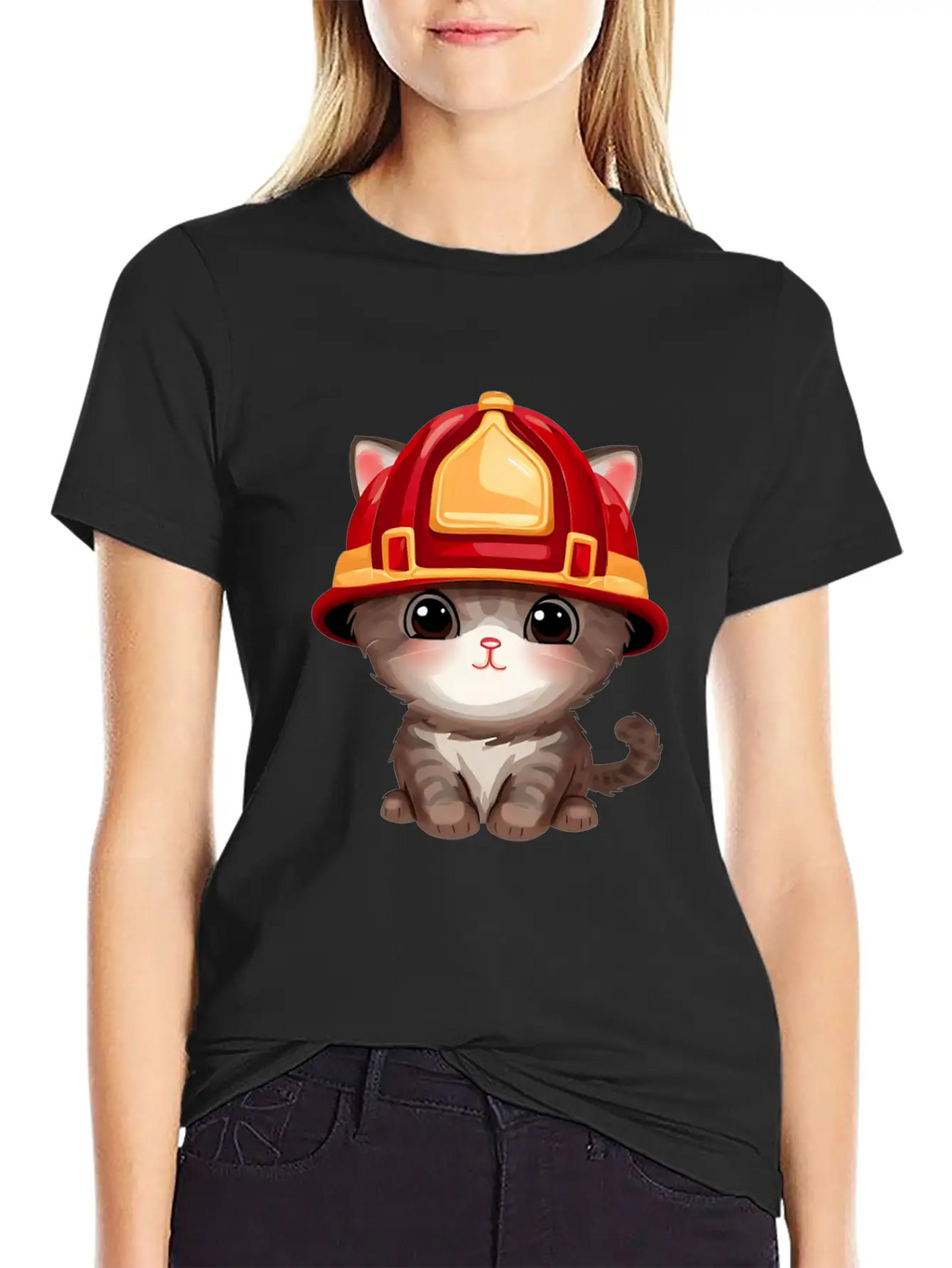 Cat With Fire Helmet Unisex Casual T-Shirt – Clean Design For Daily Comfort