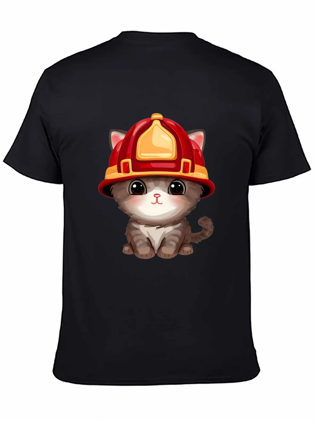 Cat With Fire Helmet Unisex Casual T-Shirt – Clean Design For Daily Comfort