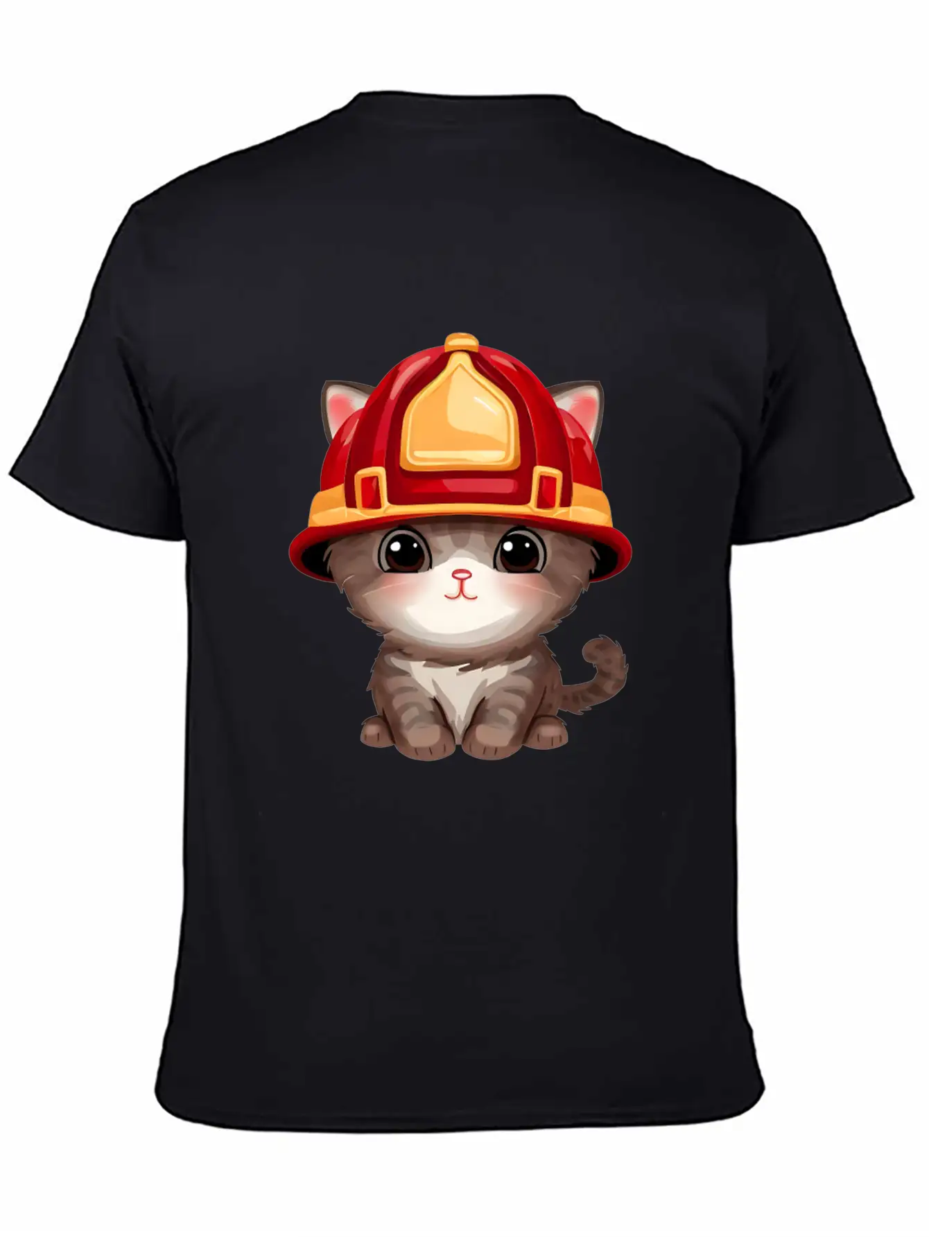 Cat With Fire Helmet Unisex Casual T-Shirt – Clean Design For Daily Comfort