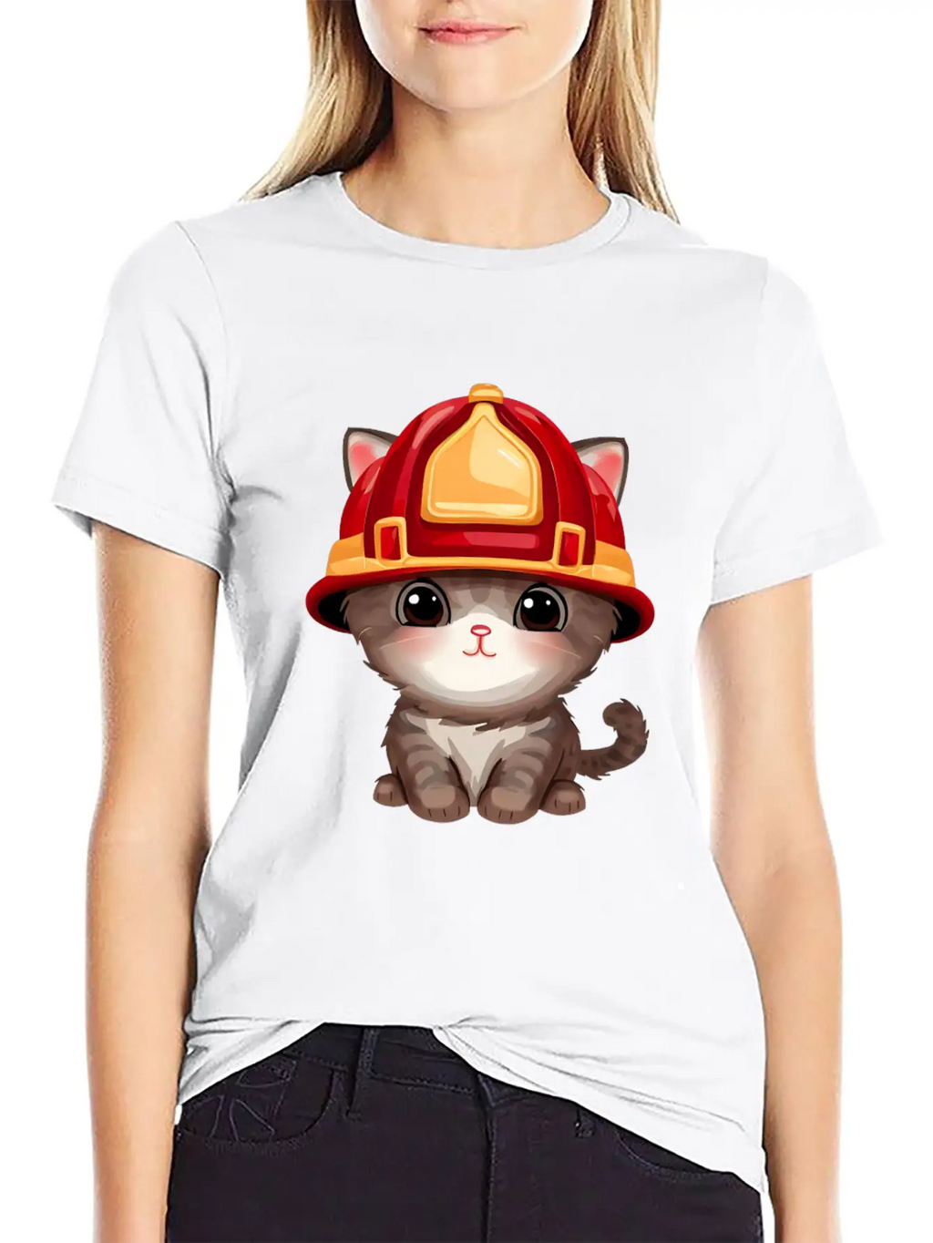 Cat With Fire Helmet Unisex Casual T-Shirt – Clean Design For Daily Comfort