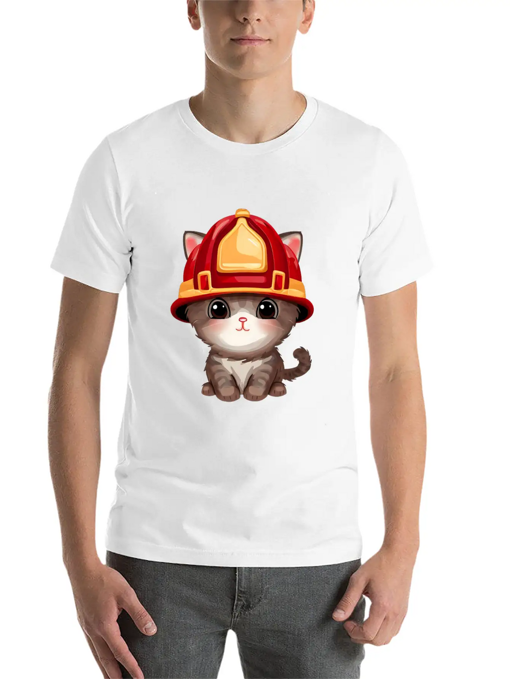 Cat With Fire Helmet Unisex Casual T-Shirt – Clean Design For Daily Comfort