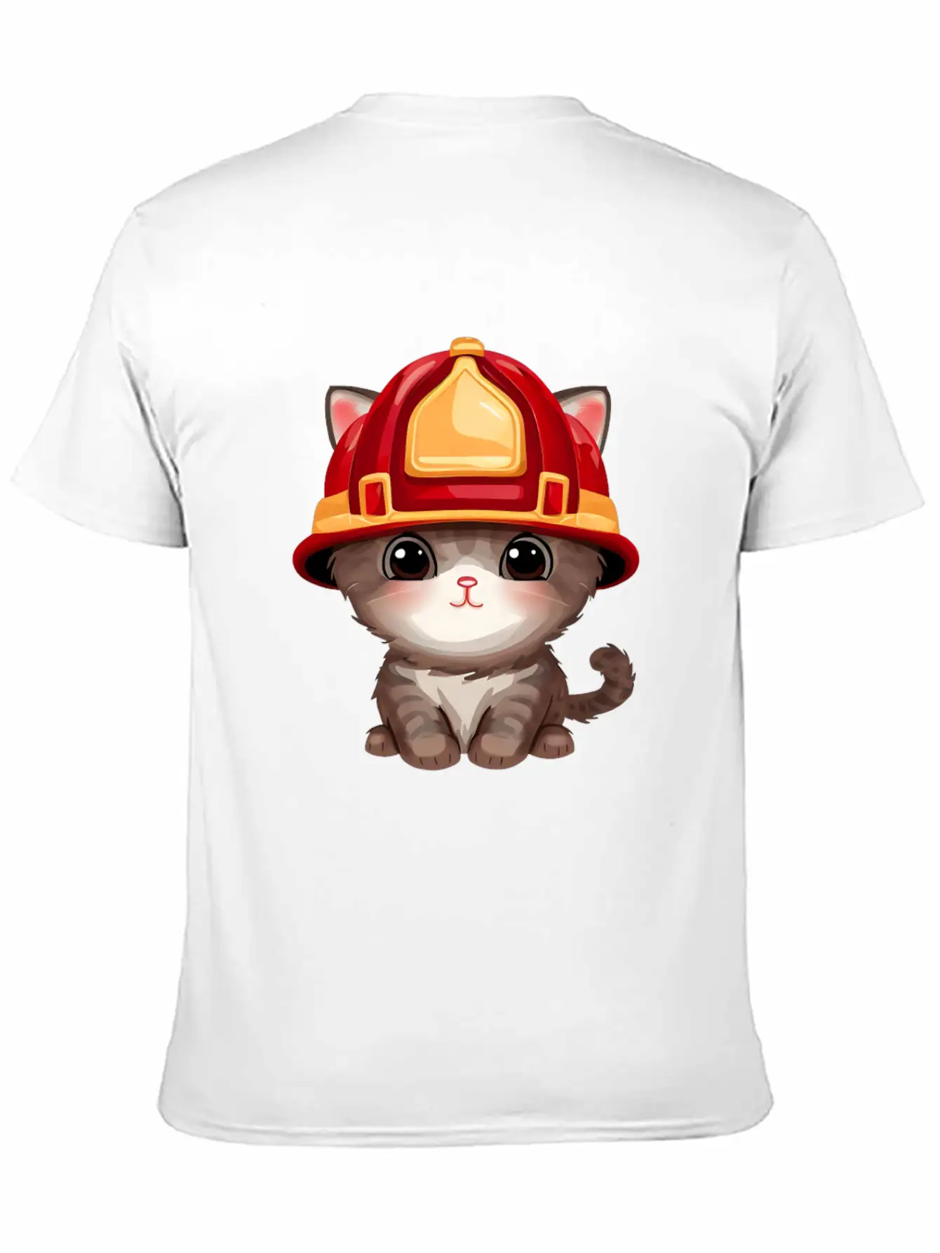 Cat With Fire Helmet Unisex Casual T-Shirt – Clean Design For Daily Comfort