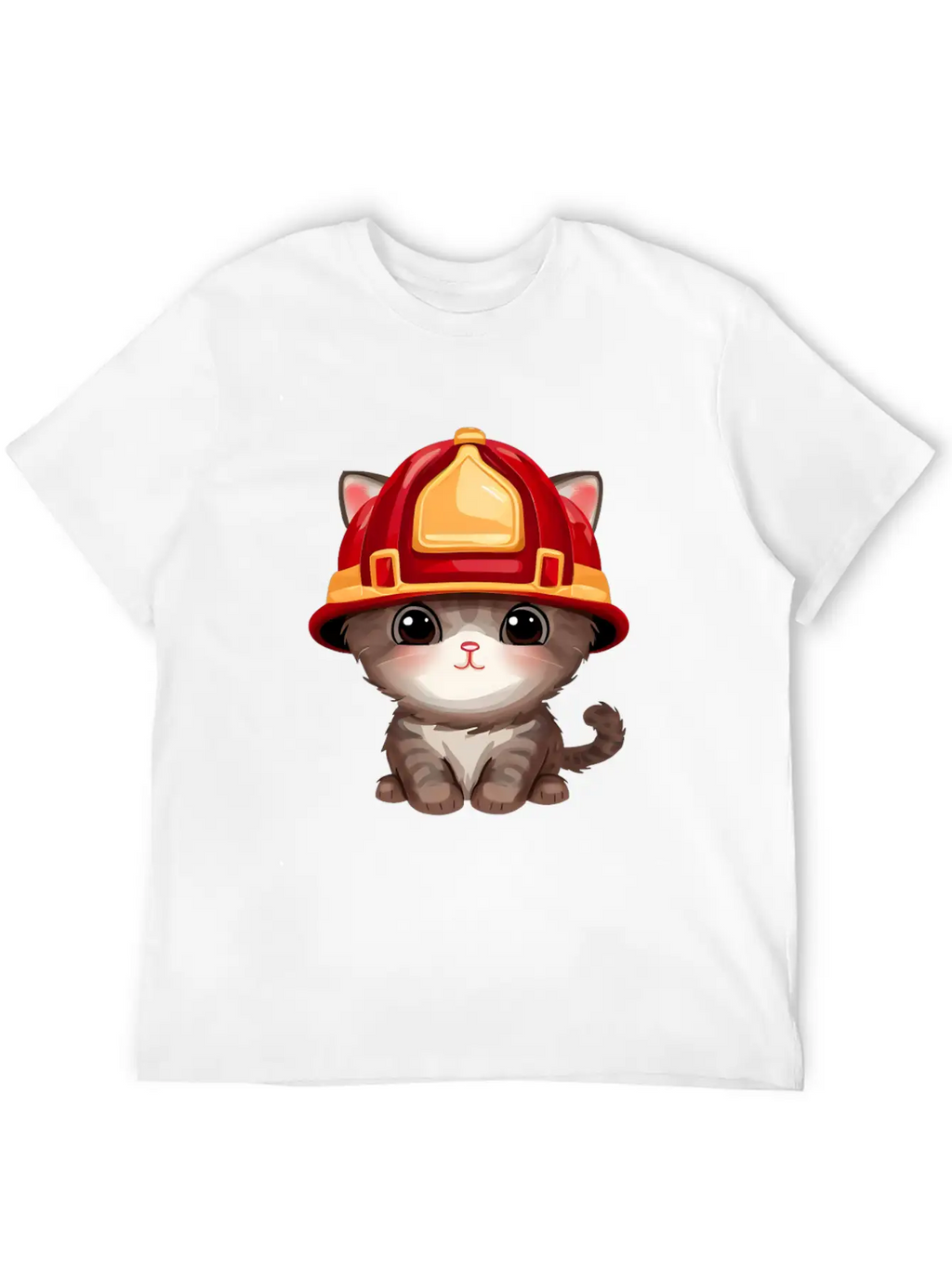 Cat With Fire Helmet Unisex Casual T-Shirt – Clean Design For Daily Comfort