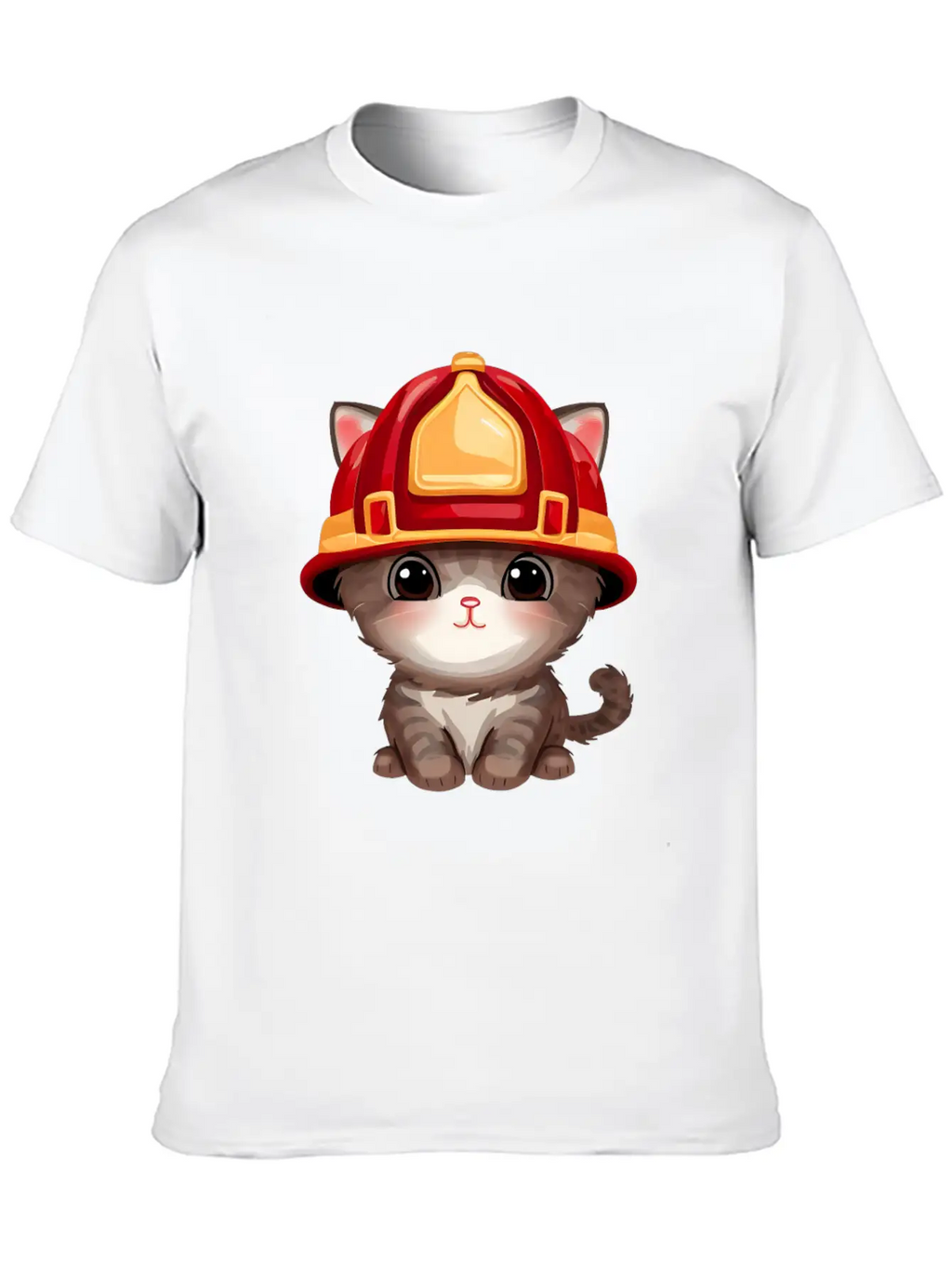 Cat With Fire Helmet Unisex Casual T-Shirt – Clean Design For Daily Comfort