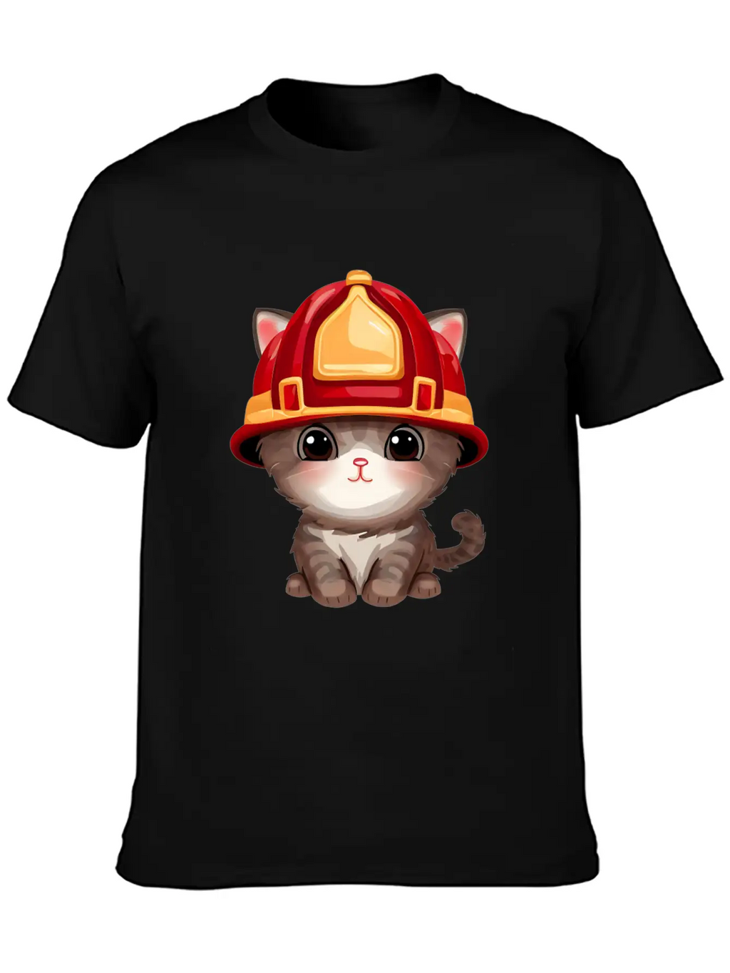 Cat With Fire Helmet Unisex Casual T-Shirt – Clean Design For Daily Comfort