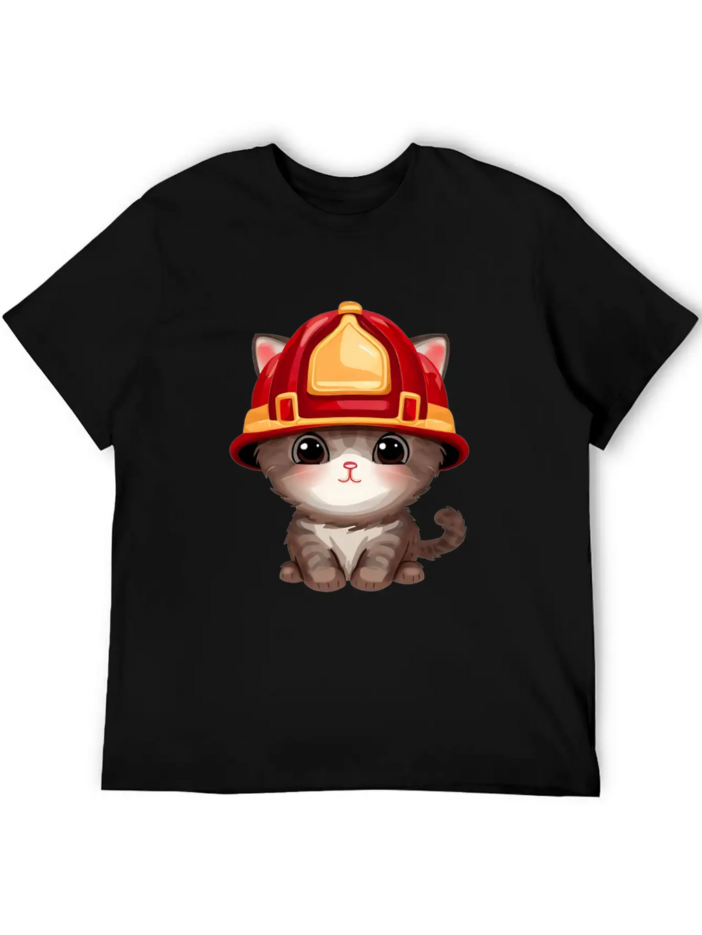 Cat With Fire Helmet Unisex Casual T-Shirt – Clean Design For Daily Comfort