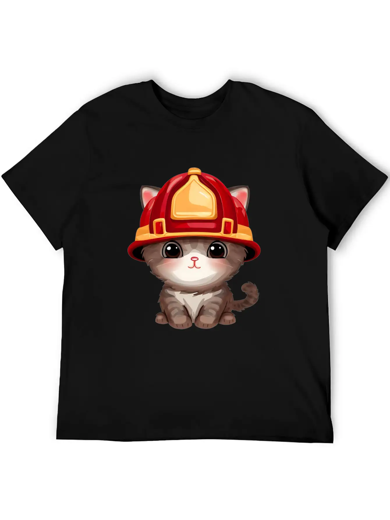 Cat With Fire Helmet Unisex Casual T-Shirt – Clean Design For Daily Comfort