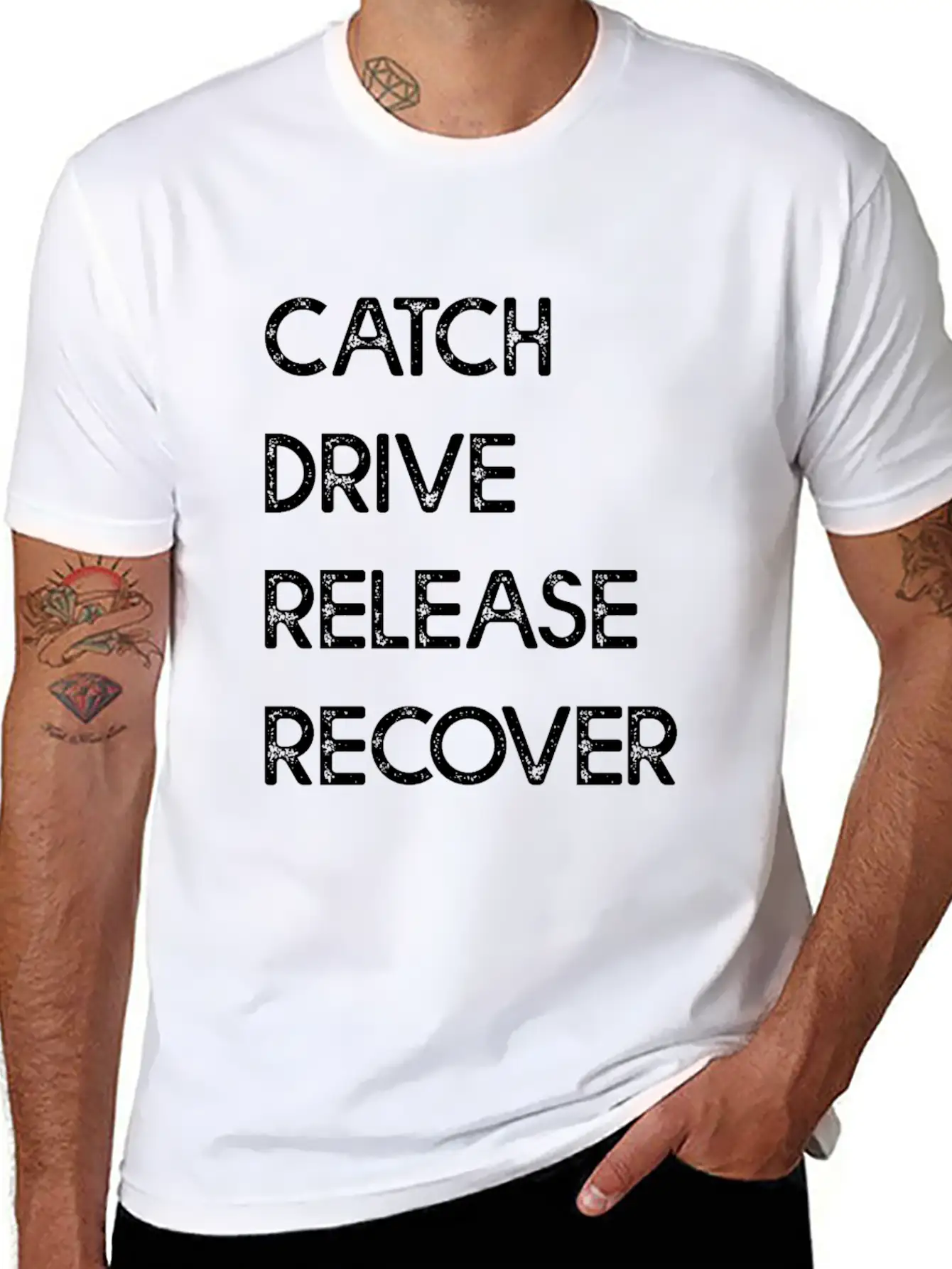 Catch Drive Release Recover Classic Fit Graphic Tee For Daily Comfort – Unisex Cotton Shirt