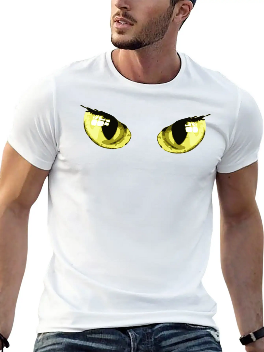 Cat's Eyes Cat Cats Eye Tiger Funny Halloween Unisex Short Sleeve Soft Cotton T-Shirt – Casual Everyday Wear