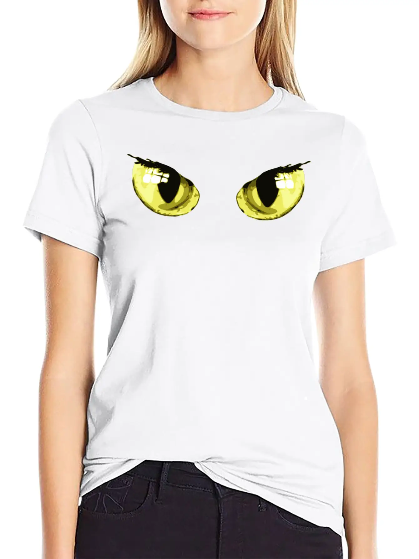 Cat's Eyes Cat Cats Eye Tiger Funny Halloween Unisex Short Sleeve Soft Cotton T-Shirt – Casual Everyday Wear