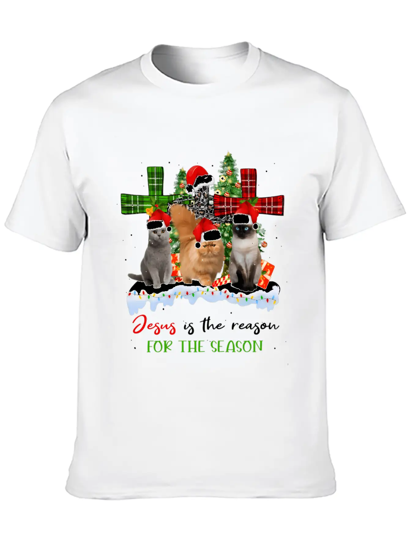 Cats Jesus Is Reason For The Season Ugly Classic Fit Graphic Tee For Daily Comfort – Unisex Cotton Shirt