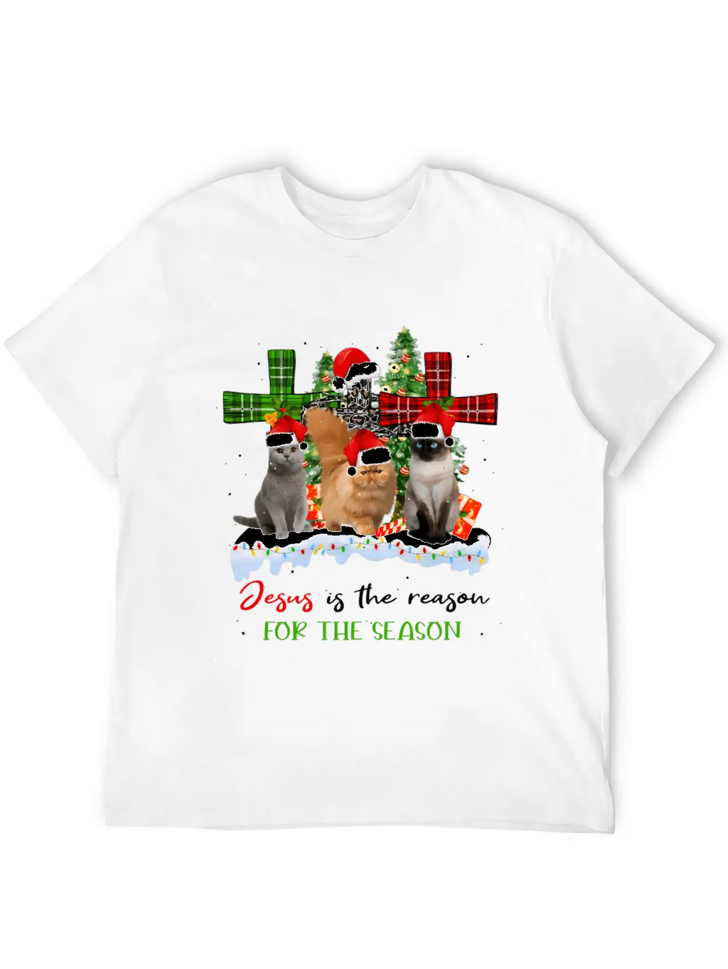 Cats Jesus Is Reason For The Season Ugly Classic Fit Graphic Tee For Daily Comfort – Unisex Cotton Shirt
