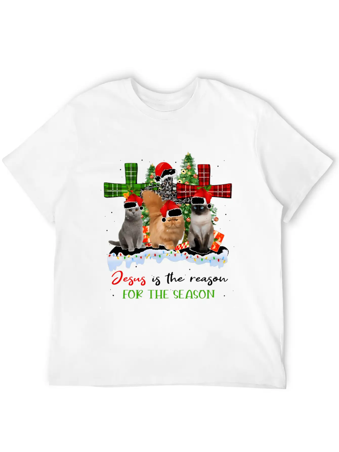 Cats Jesus Is Reason For The Season Ugly Classic Fit Graphic Tee For Daily Comfort – Unisex Cotton Shirt