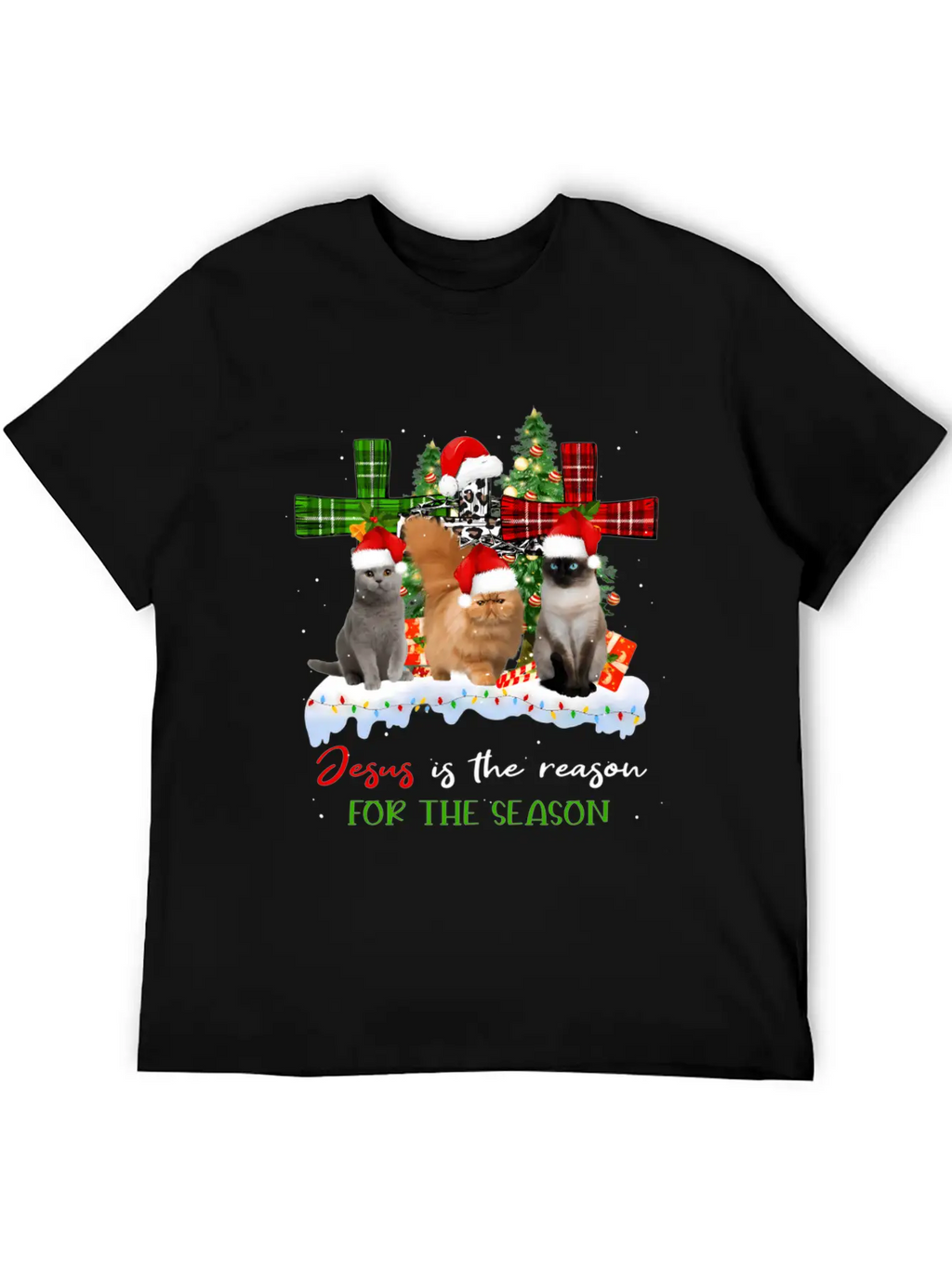 Cats Jesus Is Reason For The Season Ugly Classic Fit Graphic Tee For Daily Comfort – Unisex Cotton Shirt
