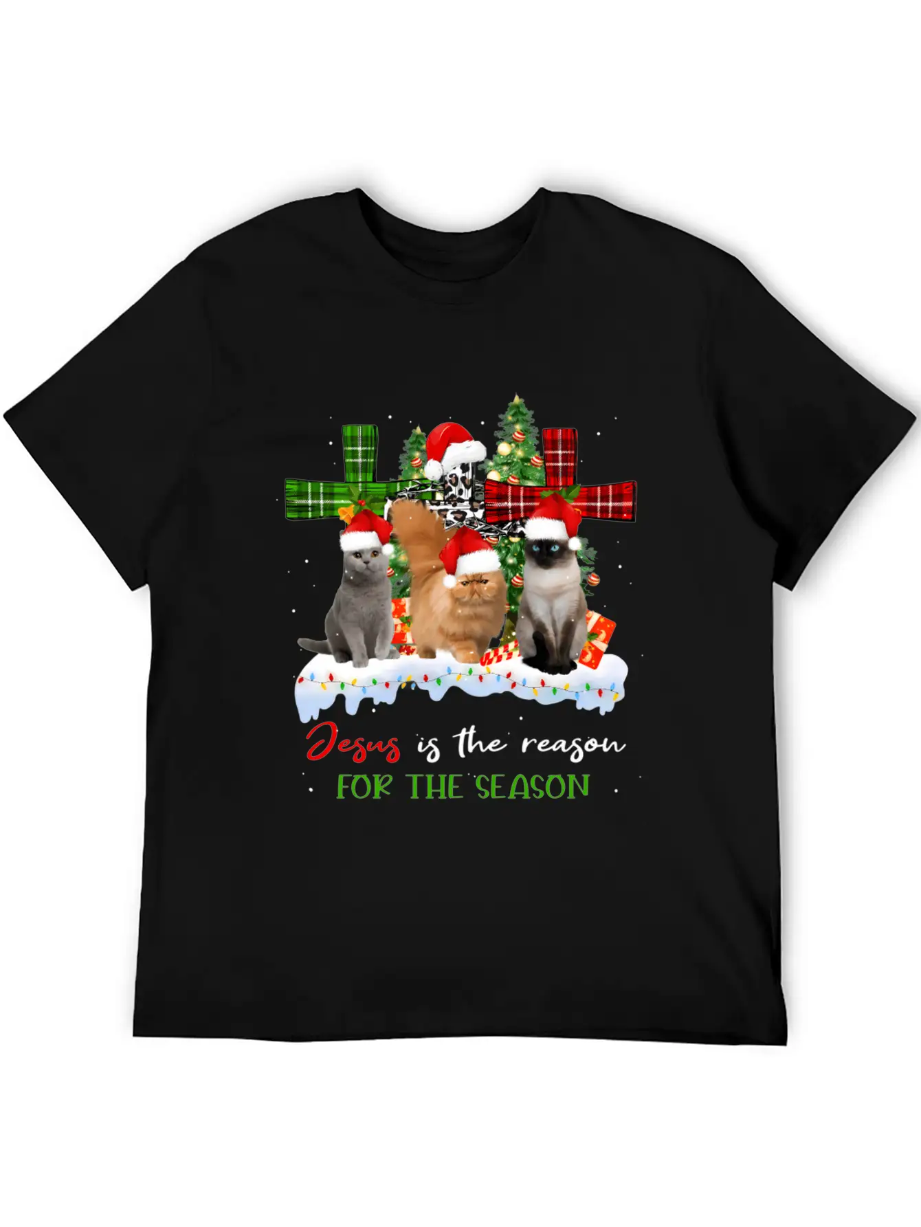 Cats Jesus Is Reason For The Season Ugly Classic Fit Graphic Tee For Daily Comfort – Unisex Cotton Shirt