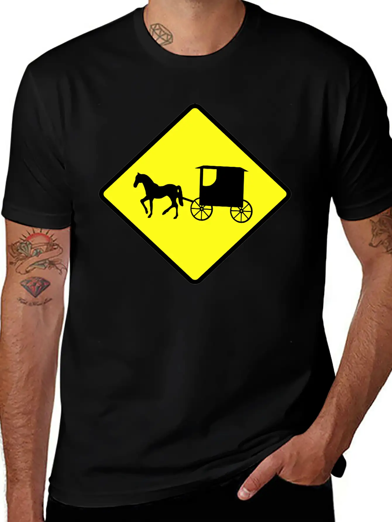 Caution Amish Buggies Unisex Casual T-Shirt – Clean Design For Daily Comfort