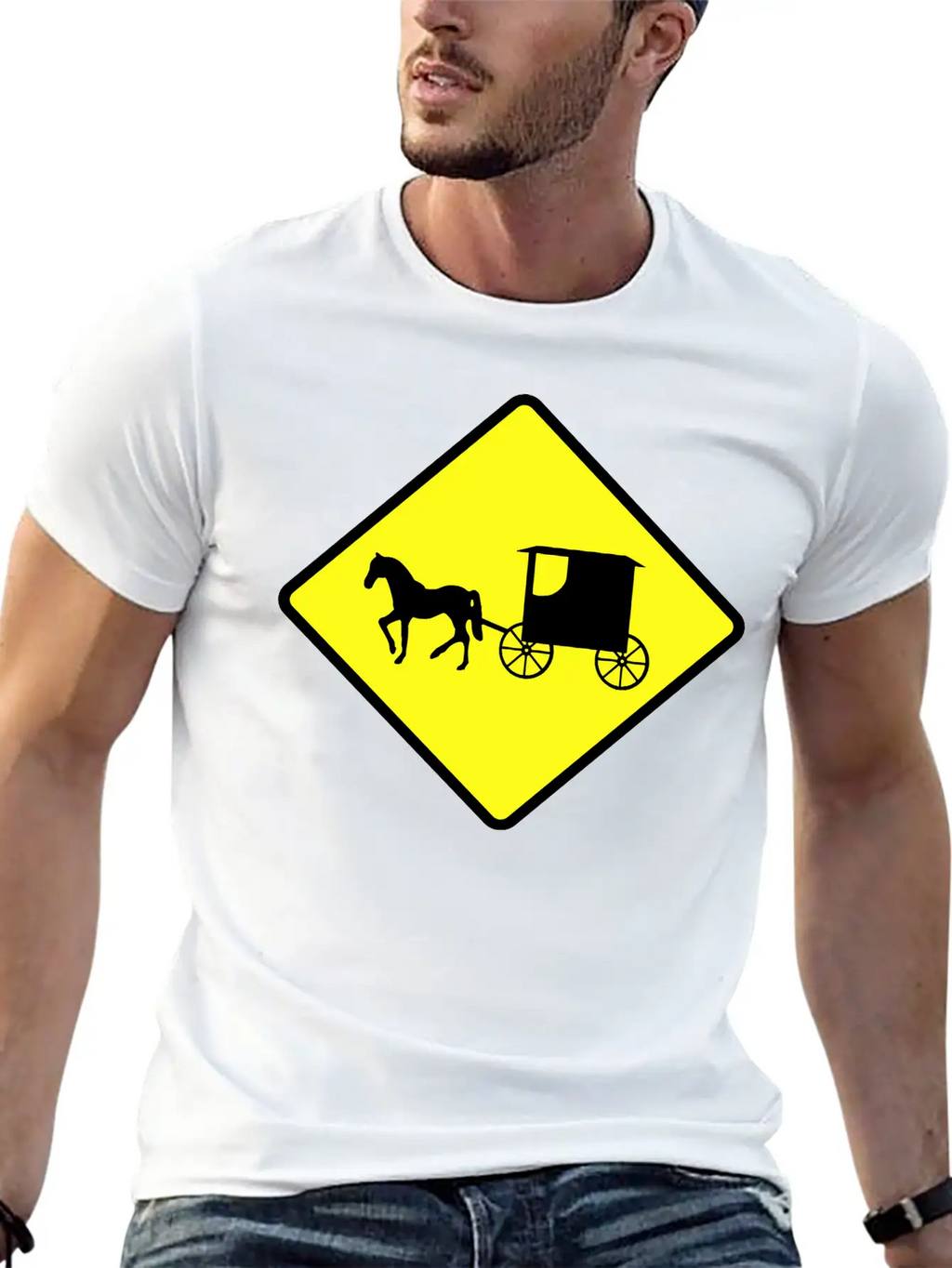 Caution Amish Buggies Unisex Casual T-Shirt – Clean Design For Daily Comfort