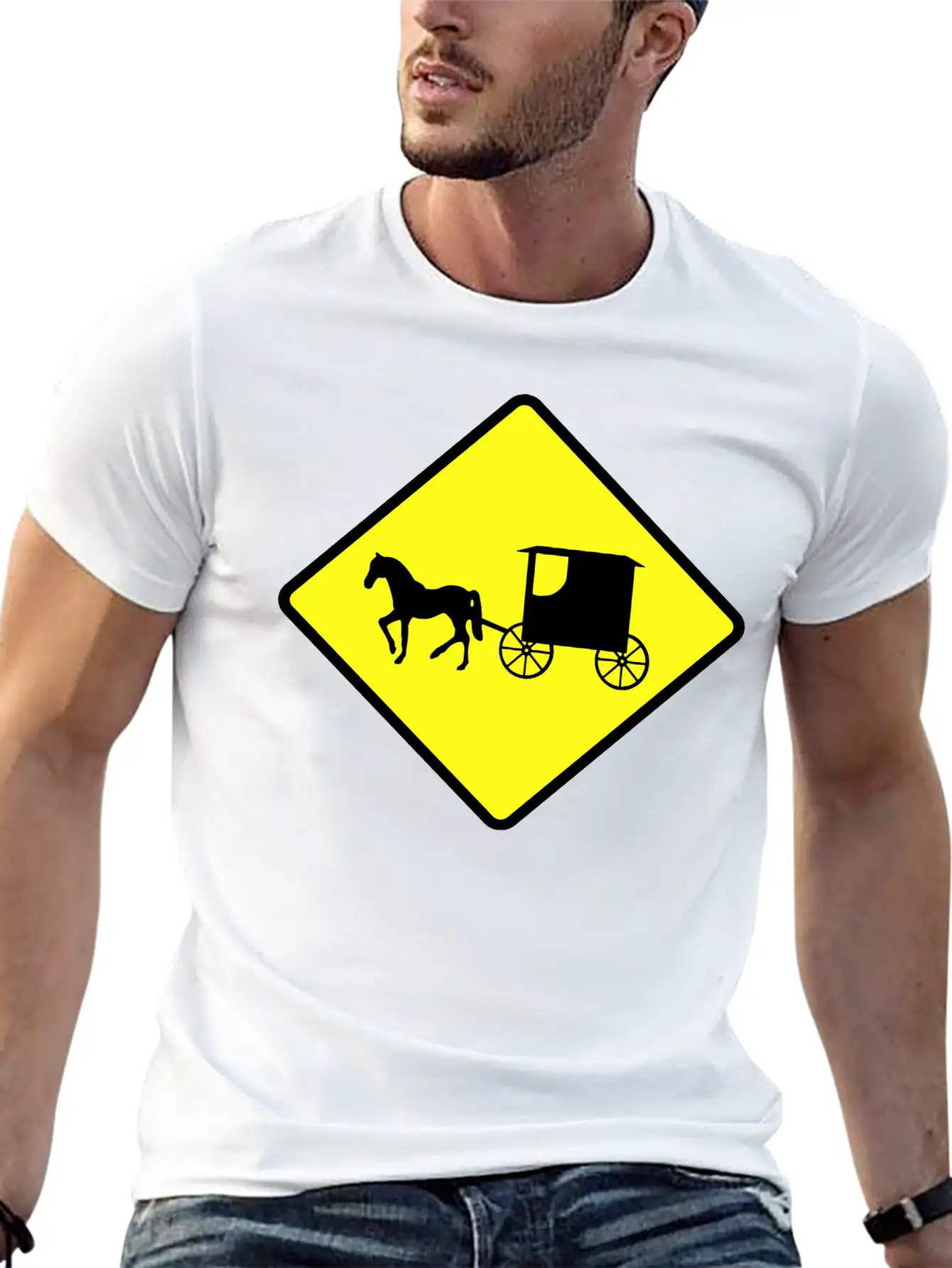 Caution Amish Buggies Unisex Casual T-Shirt – Clean Design For Daily Comfort