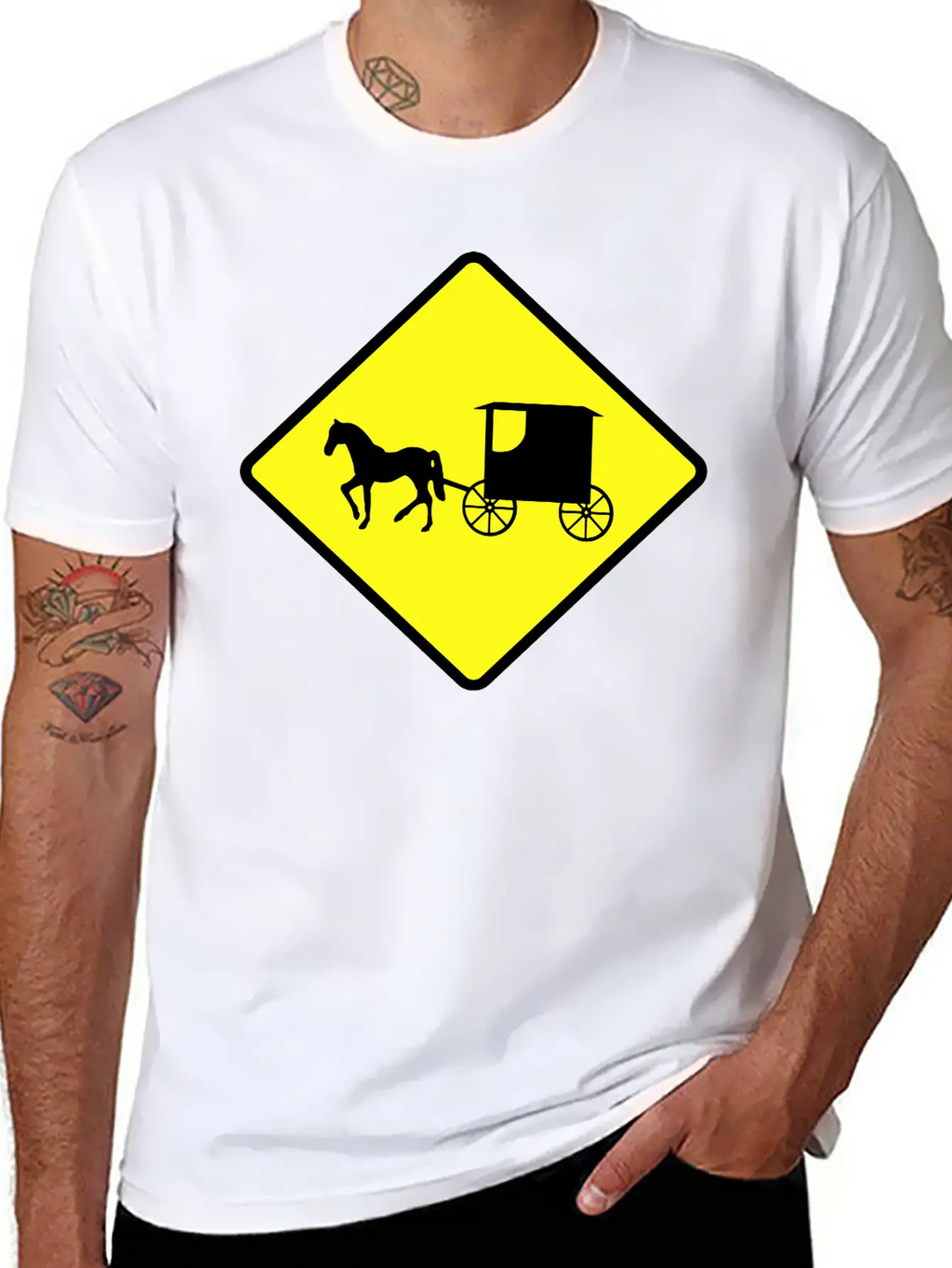 Caution Amish Buggies Unisex Casual T-Shirt – Clean Design For Daily Comfort
