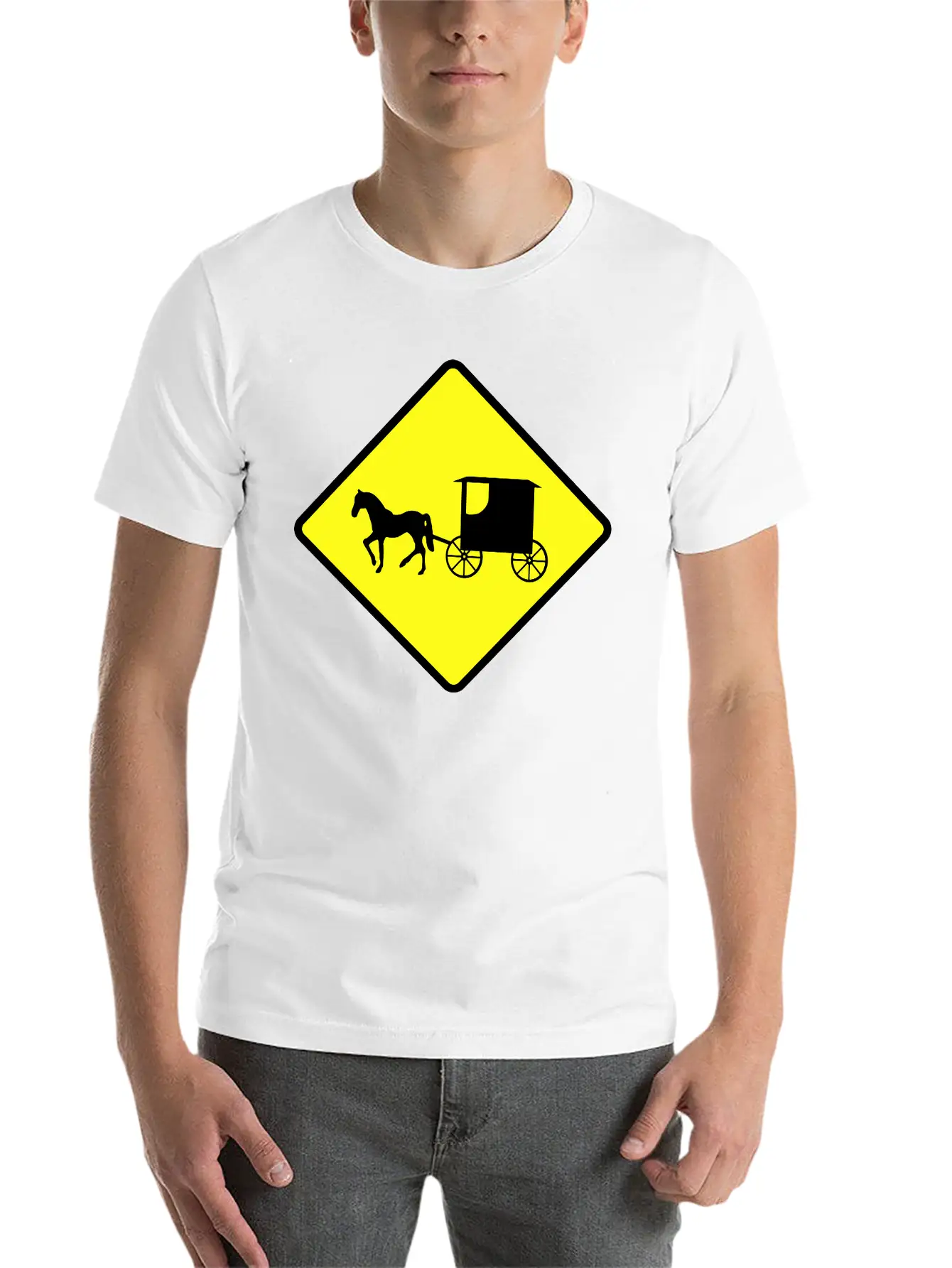 Caution Amish Buggies Unisex Casual T-Shirt – Clean Design For Daily Comfort