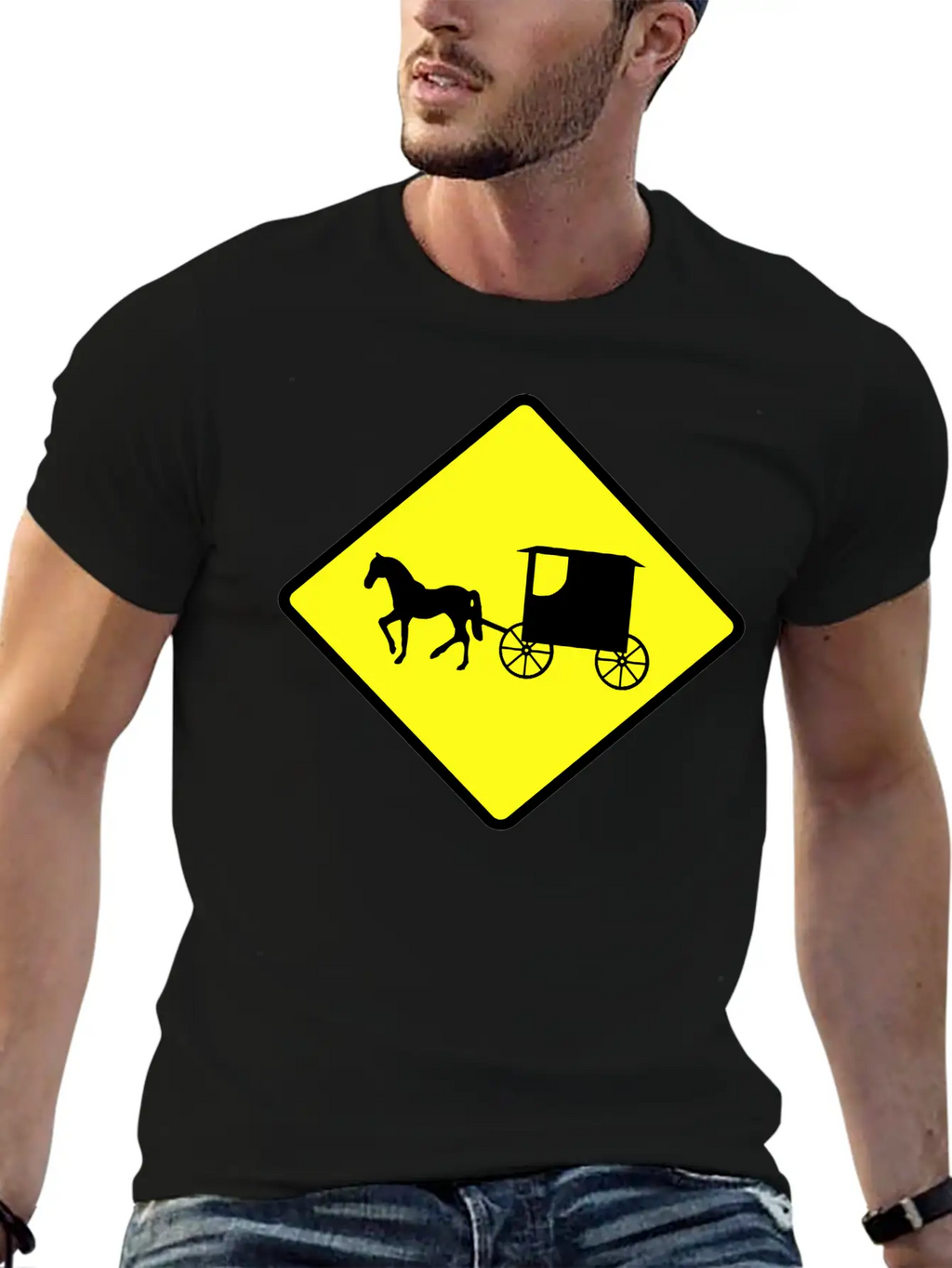 Caution Amish Buggies Unisex Casual T-Shirt – Clean Design For Daily Comfort