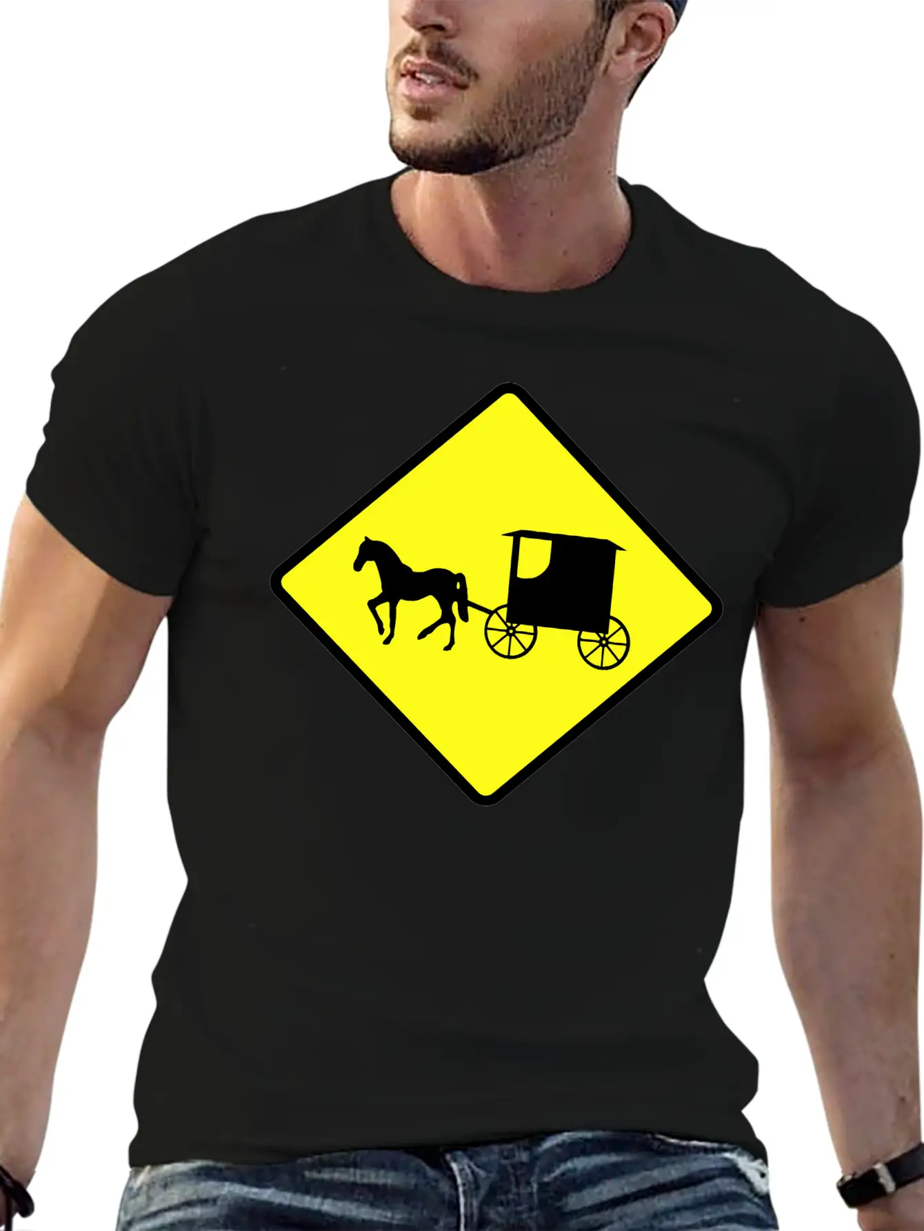 Caution Amish Buggies Unisex Casual T-Shirt – Clean Design For Daily Comfort