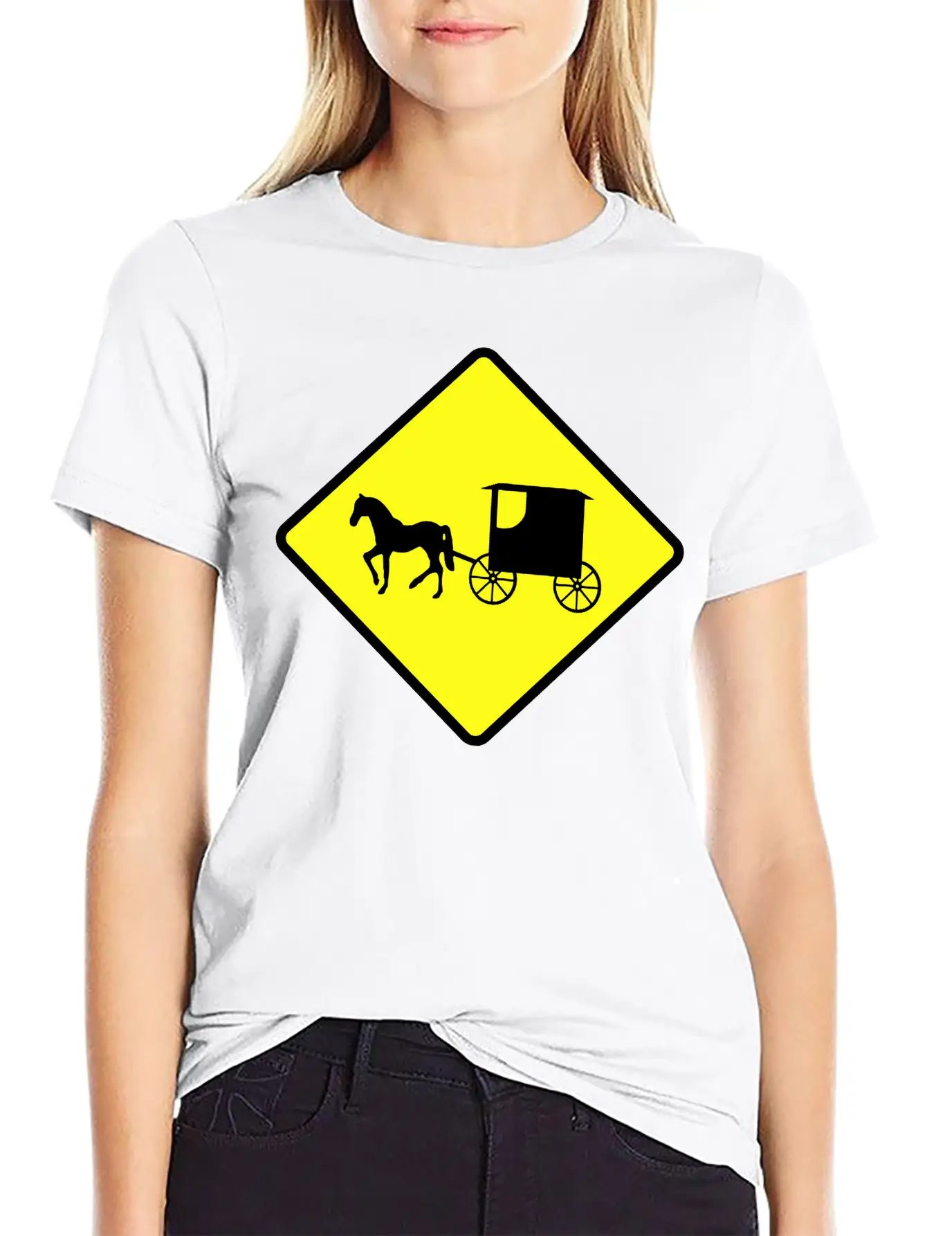 Caution Amish Buggies Unisex Casual T-Shirt – Clean Design For Daily Comfort