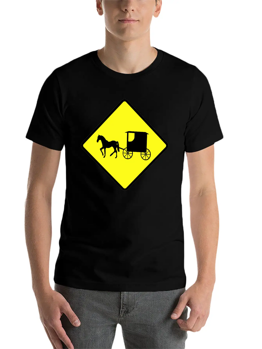 Caution Amish Buggies Unisex Casual T-Shirt – Clean Design For Daily Comfort