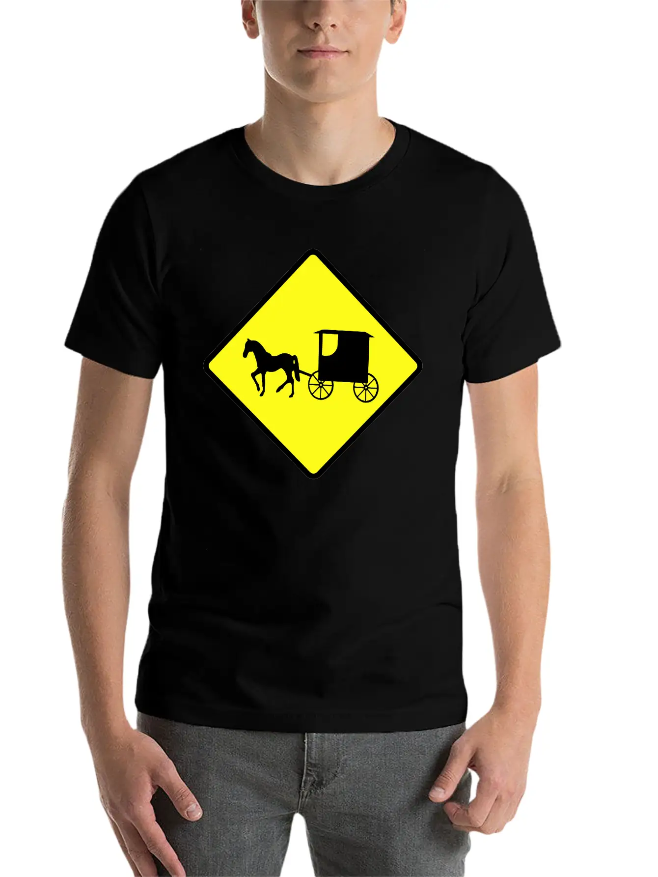Caution Amish Buggies Unisex Casual T-Shirt – Clean Design For Daily Comfort