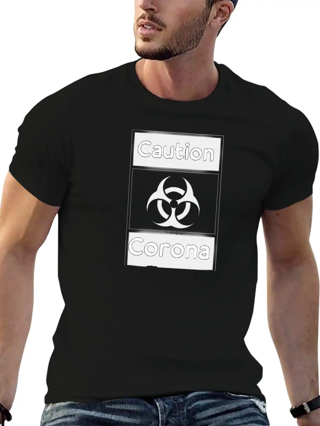 Caution Corona Unisex Short Sleeve Soft Cotton T-Shirt – Casual Everyday Wear