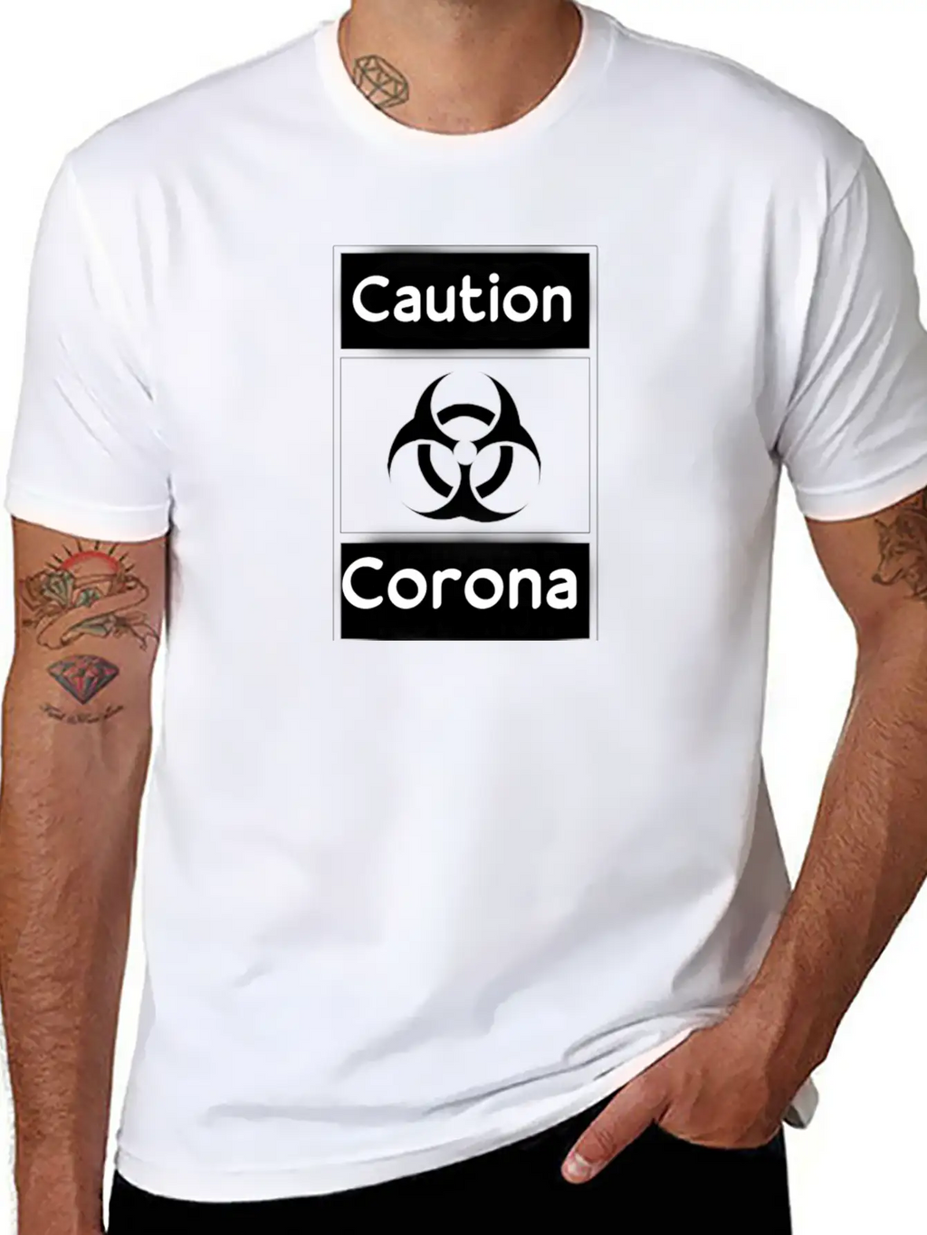 Caution Corona Unisex Short Sleeve Soft Cotton T-Shirt – Casual Everyday Wear
