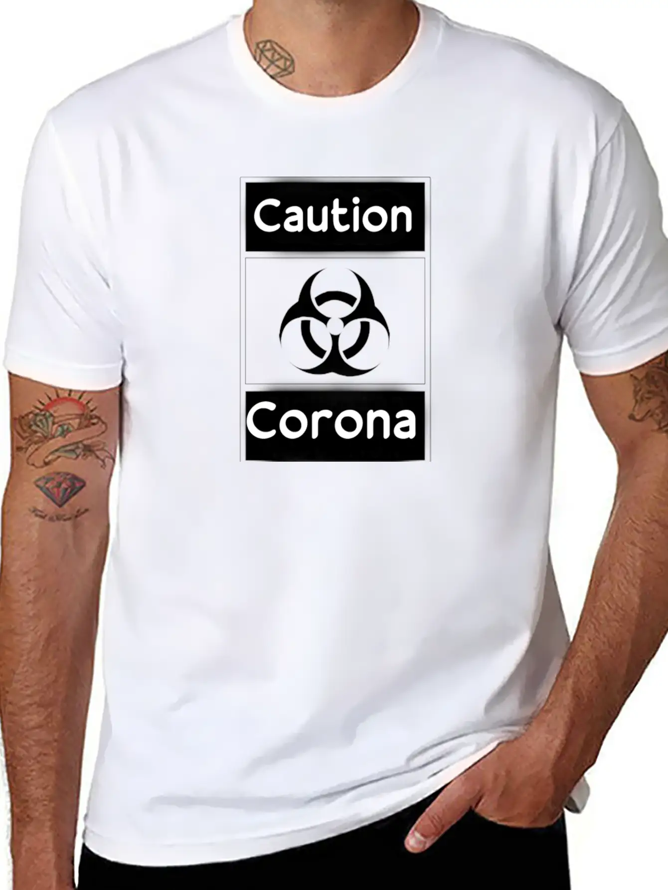 Caution Corona Unisex Short Sleeve Soft Cotton T-Shirt – Casual Everyday Wear