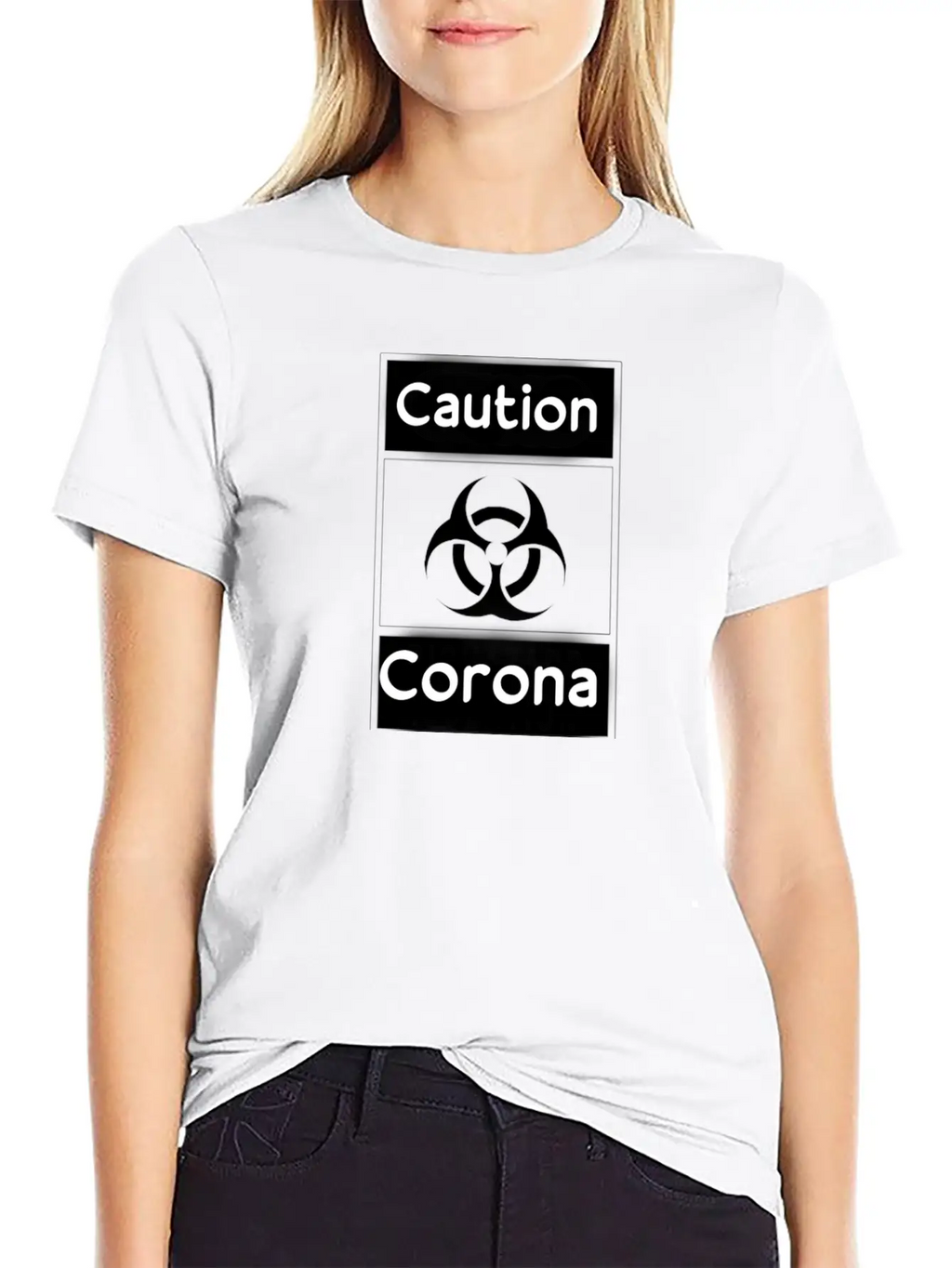 Caution Corona Unisex Short Sleeve Soft Cotton T-Shirt – Casual Everyday Wear