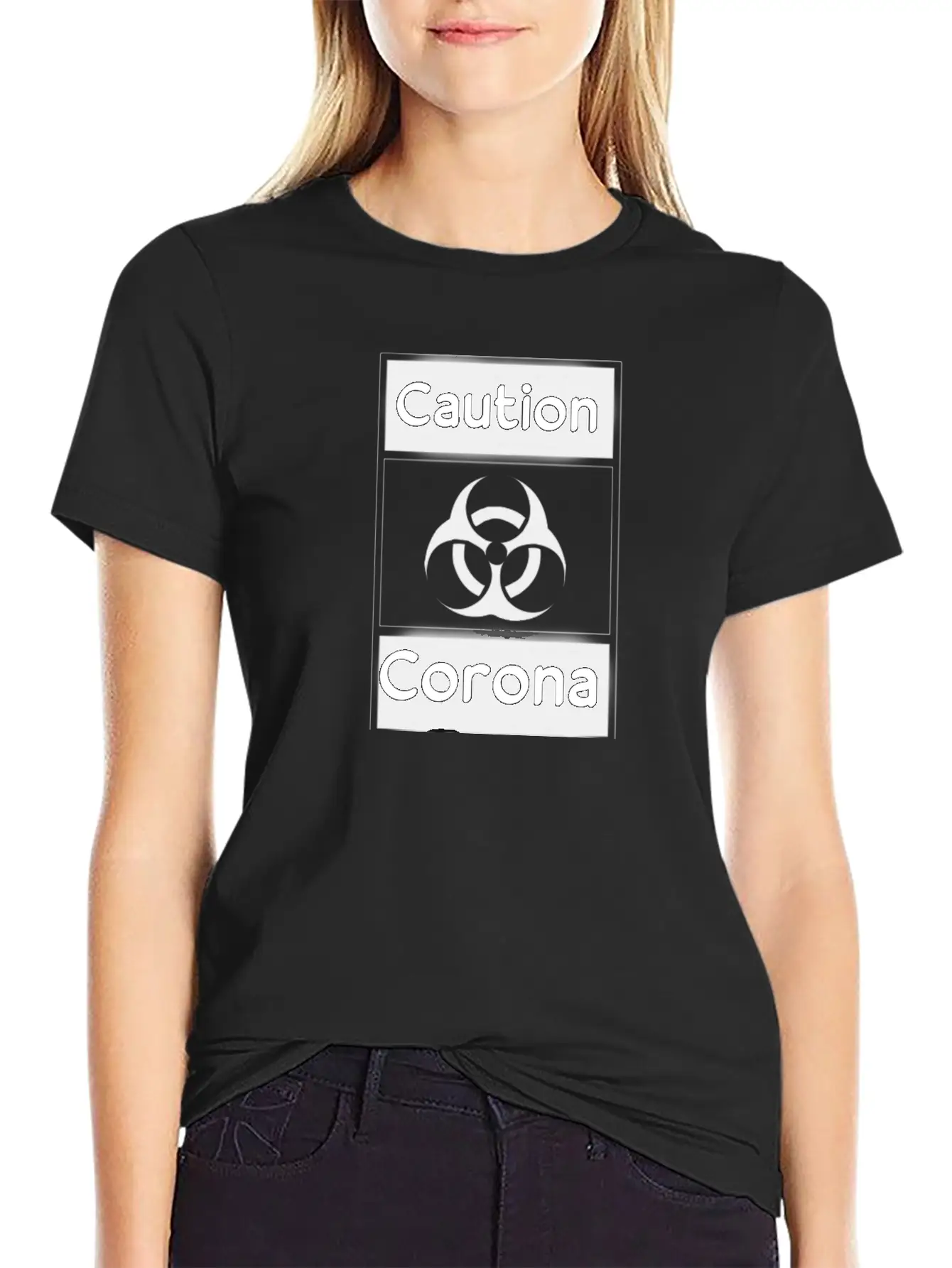 Caution Corona Unisex Short Sleeve Soft Cotton T-Shirt – Casual Everyday Wear