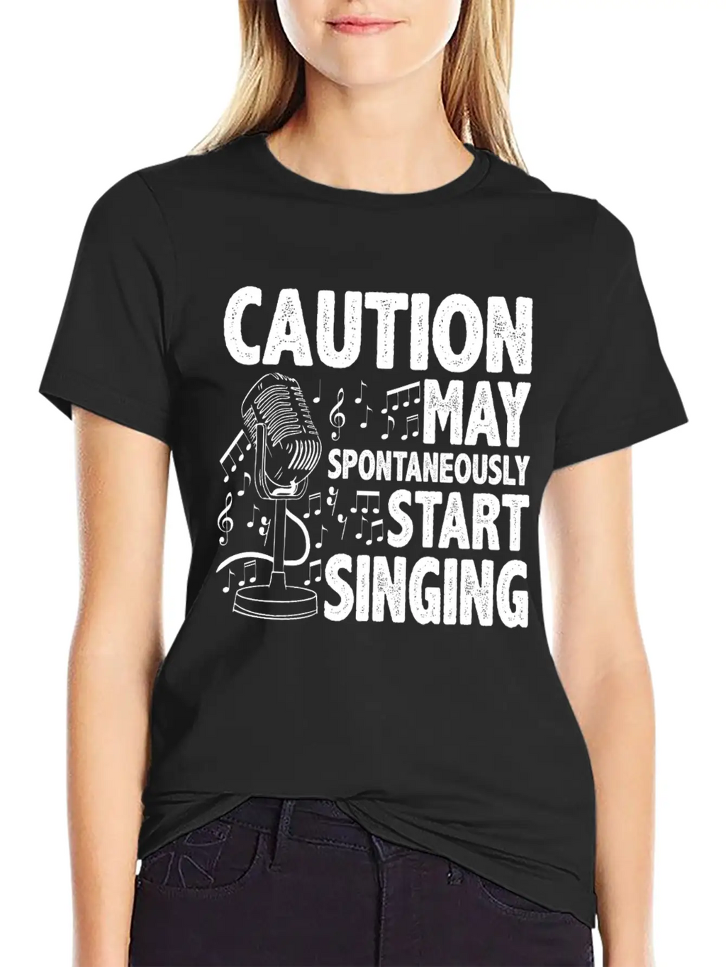 Caution, May Spontaneously Start Singing 5 Casual Graphic T-Shirt – Simple And Comfortable Daily Wear
