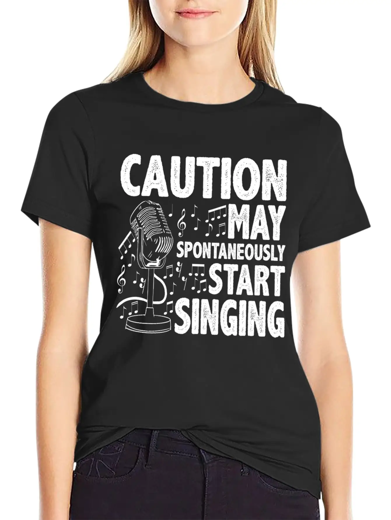 Caution, May Spontaneously Start Singing 5 Casual Graphic T-Shirt – Simple And Comfortable Daily Wear