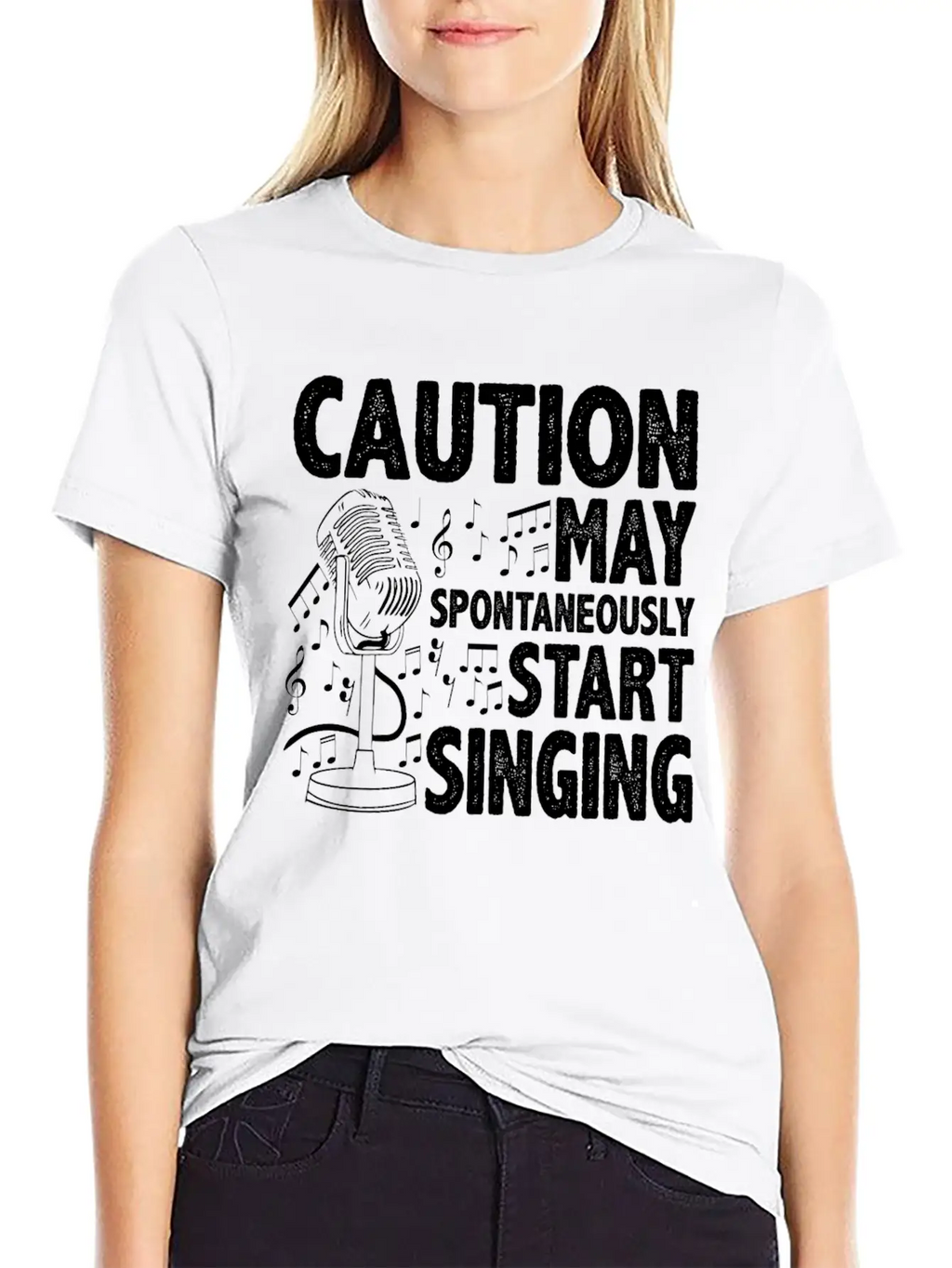 Caution, May Spontaneously Start Singing 5 Casual Graphic T-Shirt – Simple And Comfortable Daily Wear