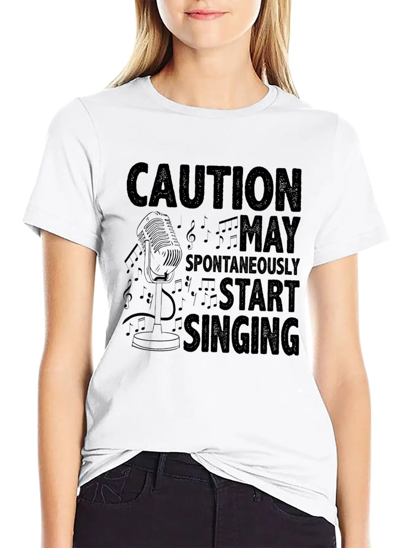 Caution, May Spontaneously Start Singing 5 Casual Graphic T-Shirt – Simple And Comfortable Daily Wear