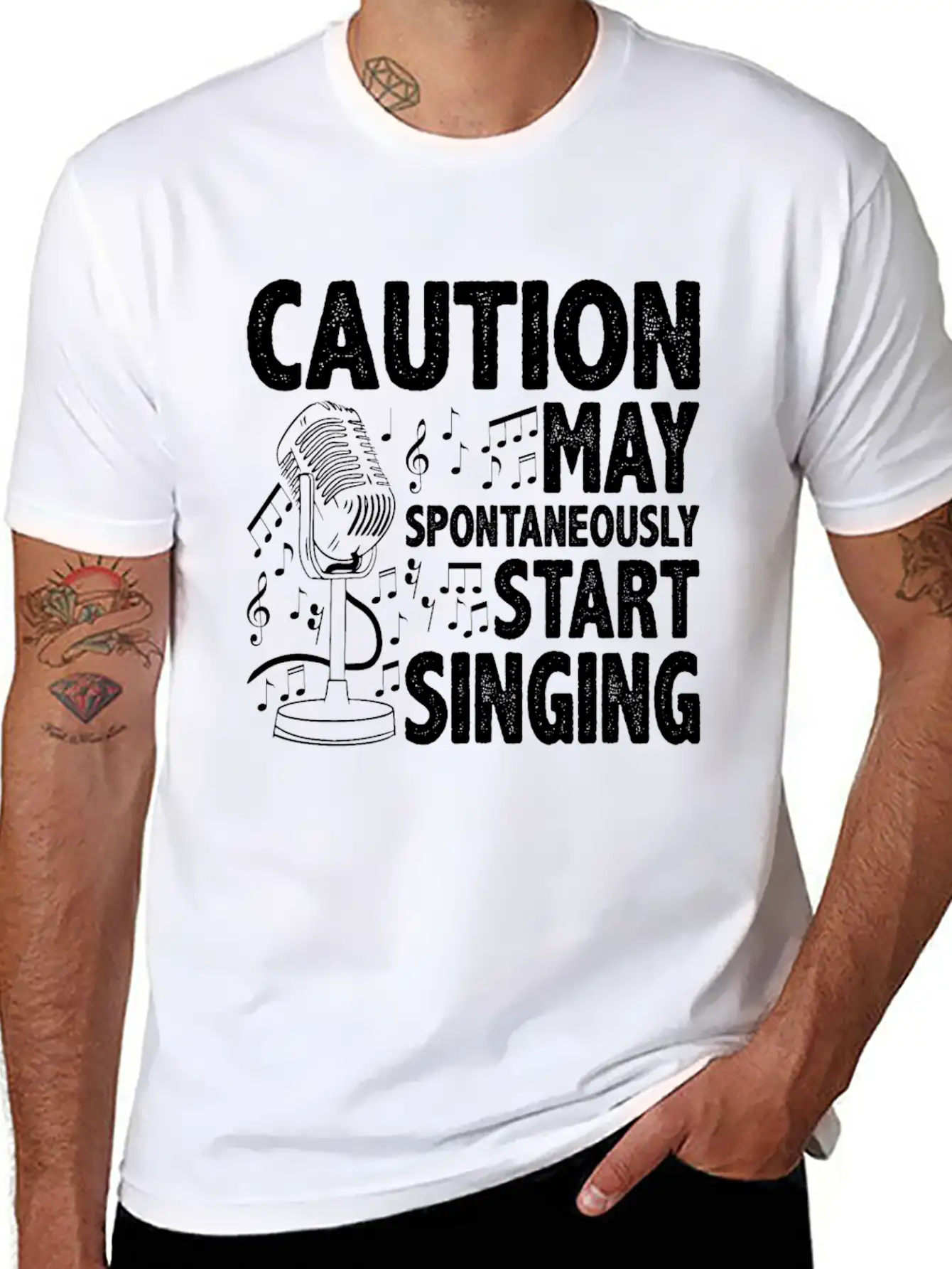 Caution, May Spontaneously Start Singing 5 Casual Graphic T-Shirt – Simple And Comfortable Daily Wear