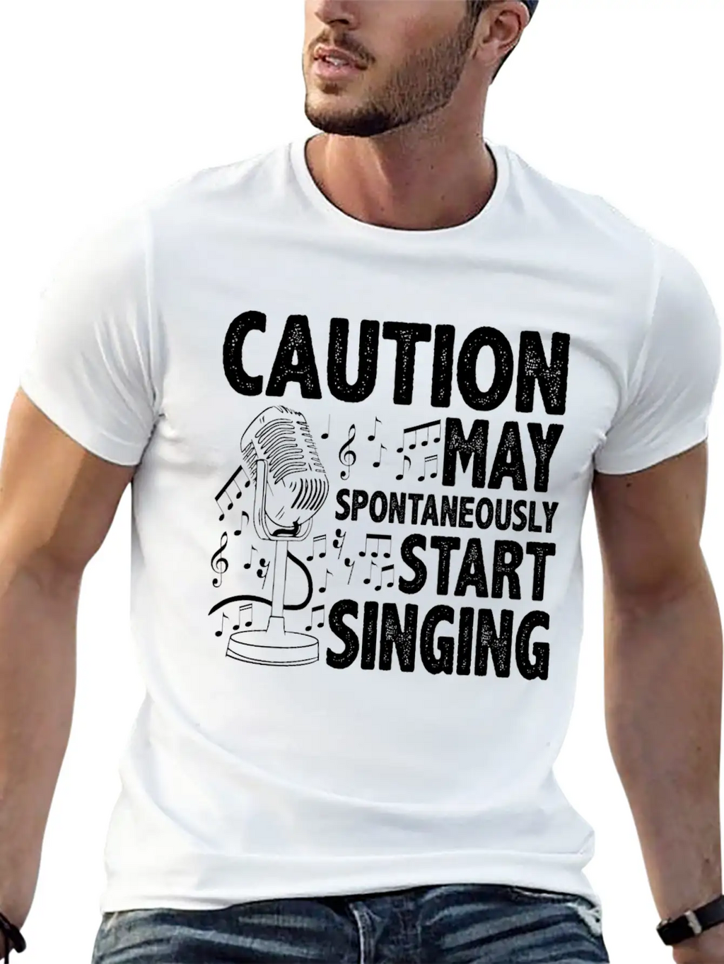 Caution, May Spontaneously Start Singing 5 Casual Graphic T-Shirt – Simple And Comfortable Daily Wear