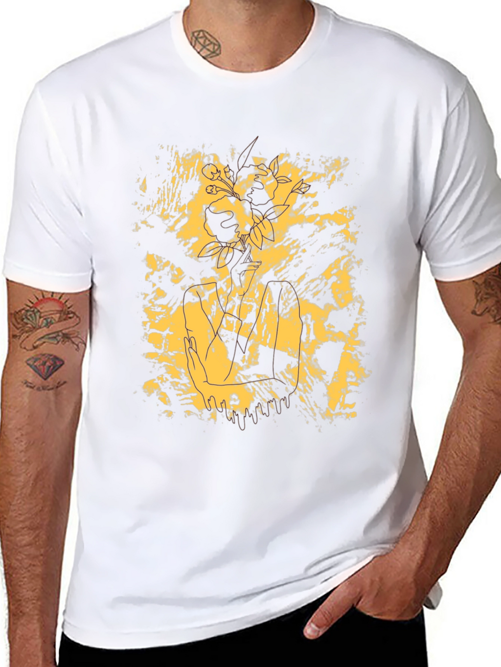 Abstract Floral Graphic T-Shirt - Modern Style