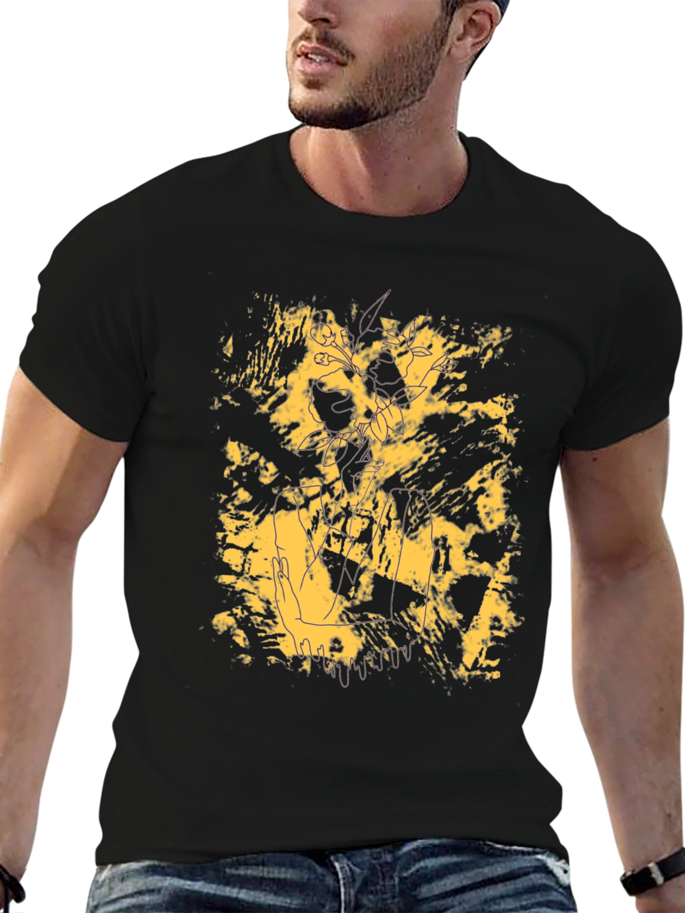 Abstract Floral Graphic T-Shirt - Modern Style